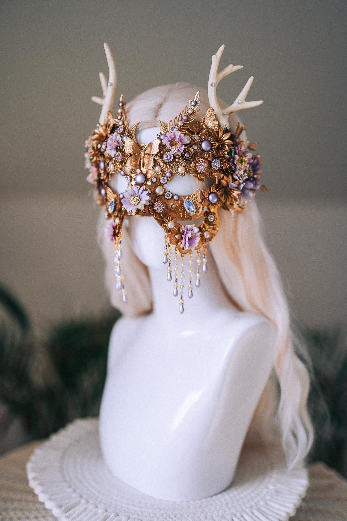 Golden Floral Solar Halo Crown Goddess Bride