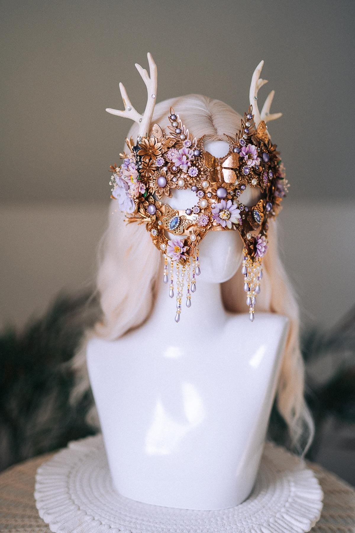 Golden Floral Solar Halo Crown Goddess Bride