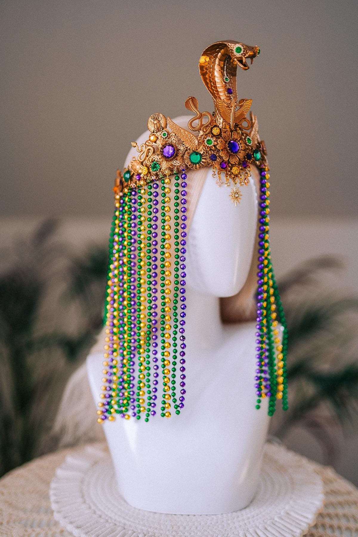 Cleopatra Cobra Crown Mardi Gras Goddess Headpiece