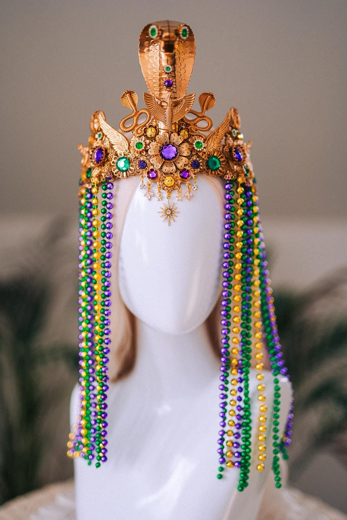Cleopatra Cobra Crown Mardi Gras Goddess Headpiece