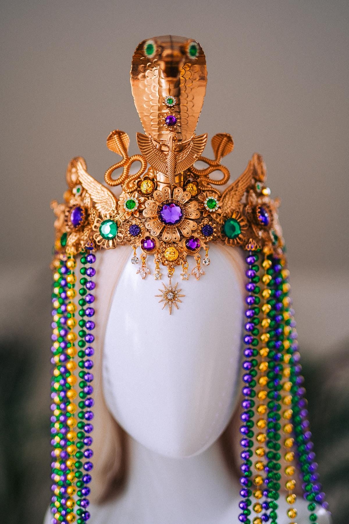 Cleopatra Cobra Crown Mardi Gras Goddess Headpiece