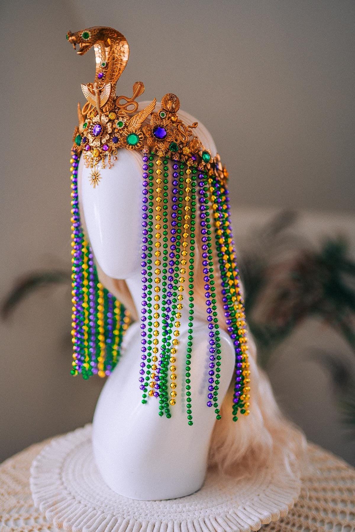 Cleopatra Cobra Crown Mardi Gras Goddess Headpiece
