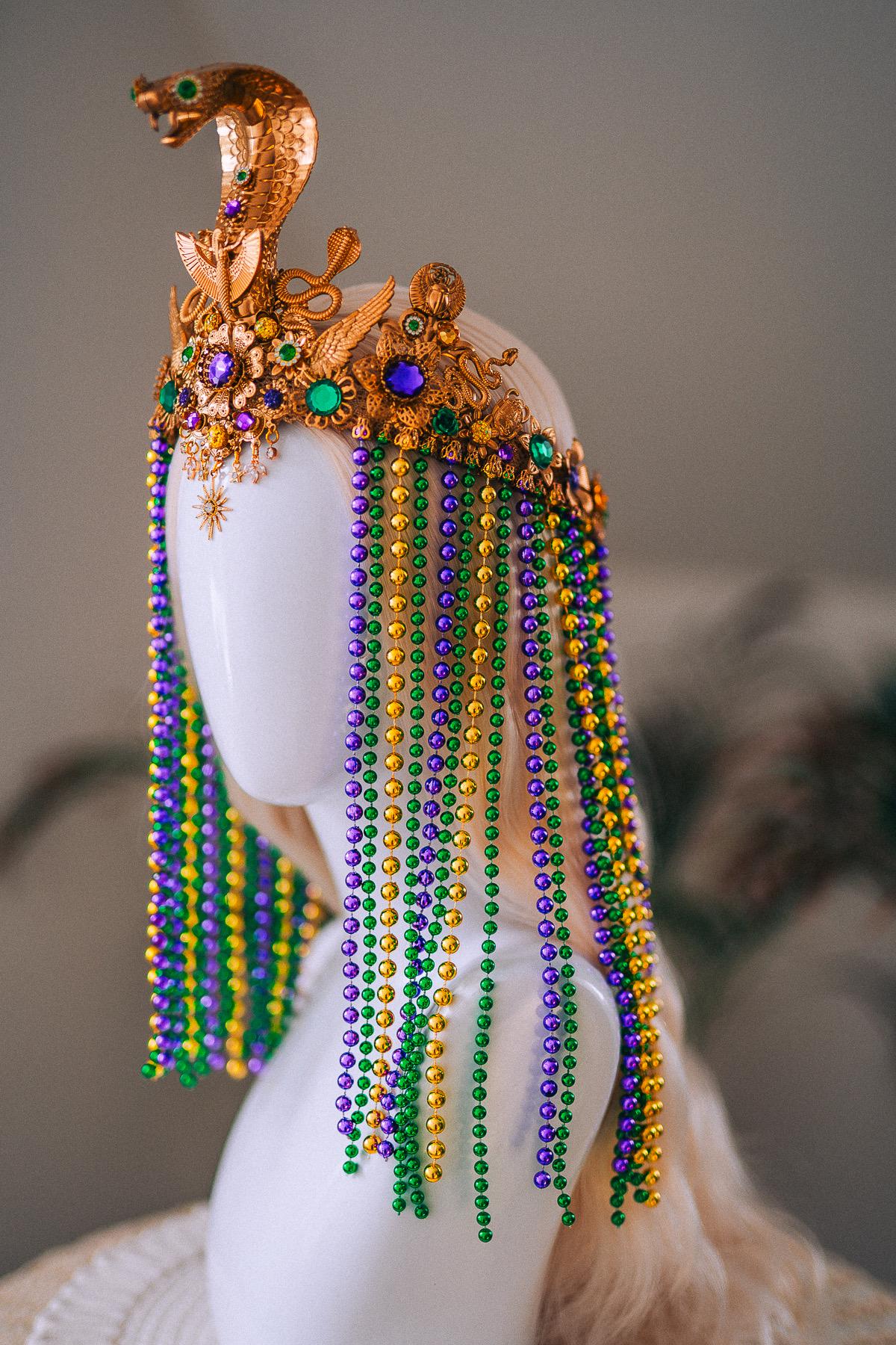 Cleopatra Cobra Crown Mardi Gras Goddess Headpiece