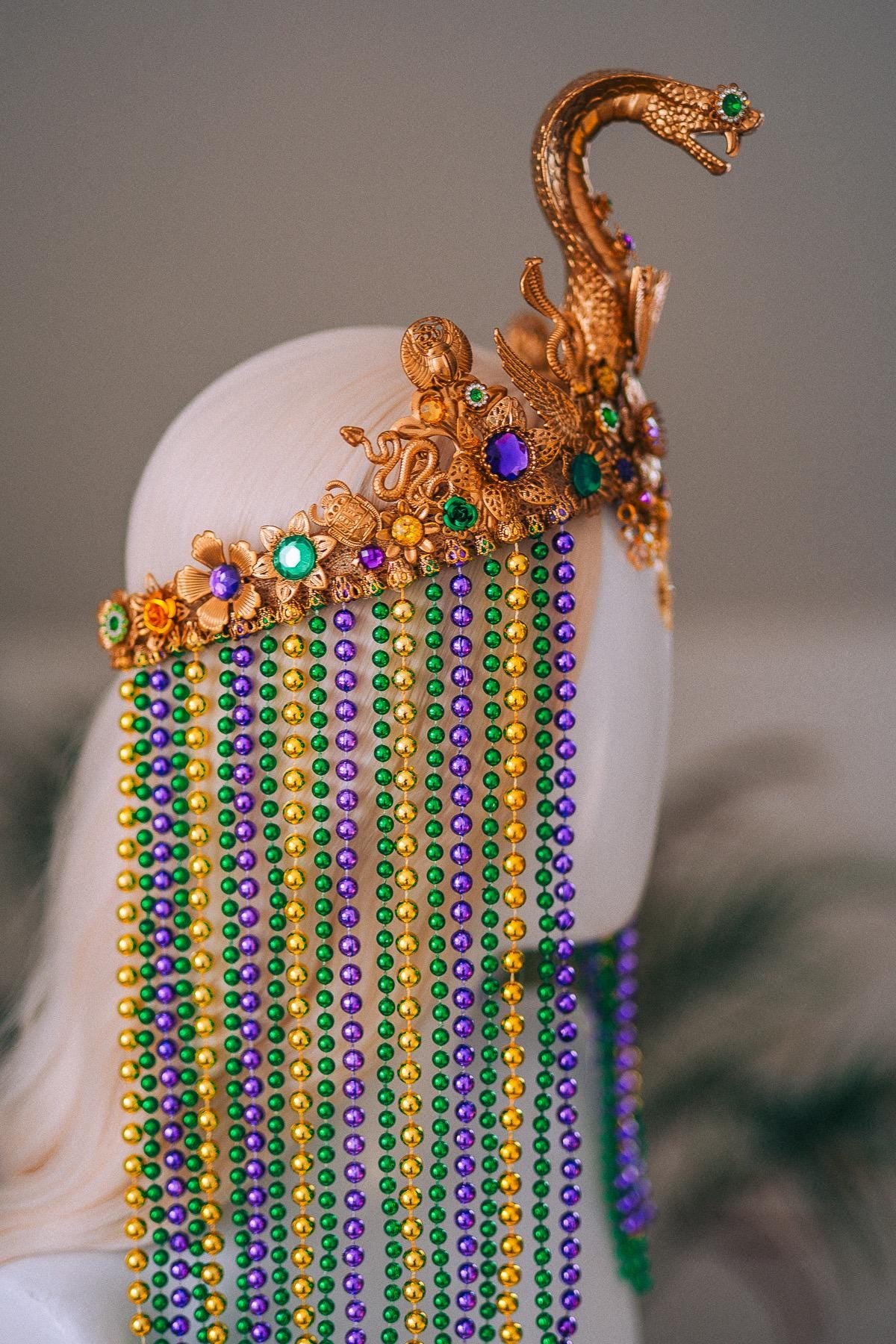 Cleopatra Cobra Crown Mardi Gras Goddess Headpiece
