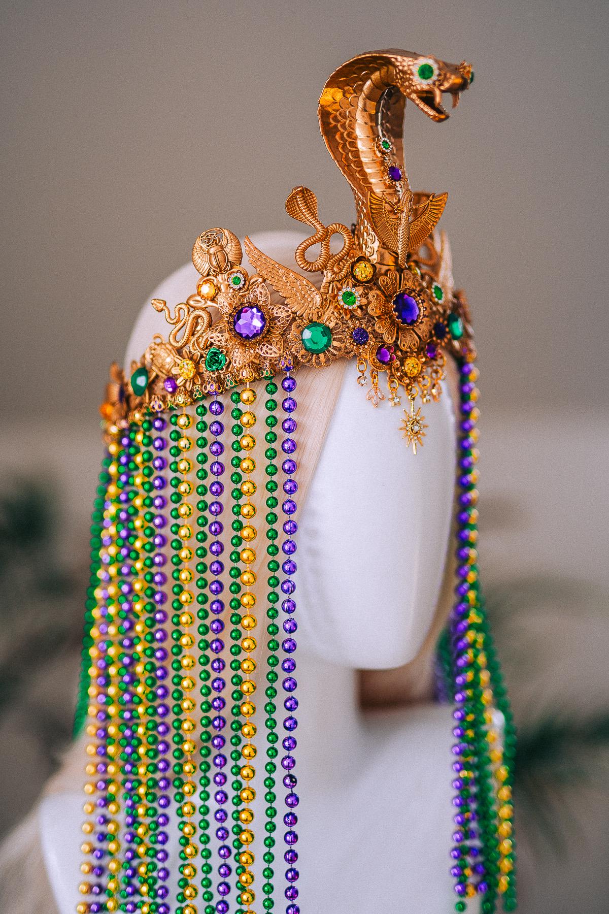 Cleopatra Cobra Crown Mardi Gras Goddess Headpiece