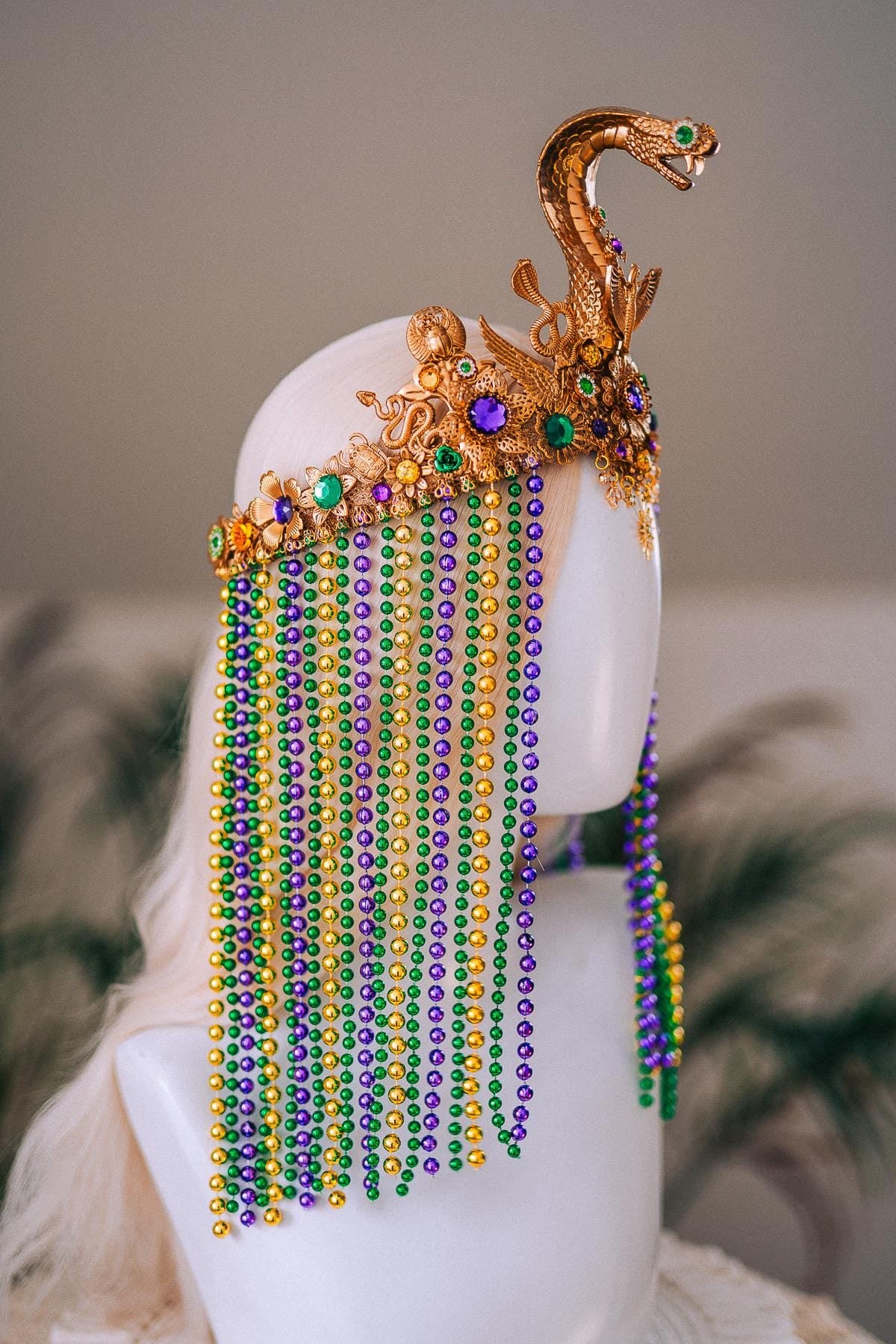 Cleopatra Cobra Crown Mardi Gras Goddess Headpiece