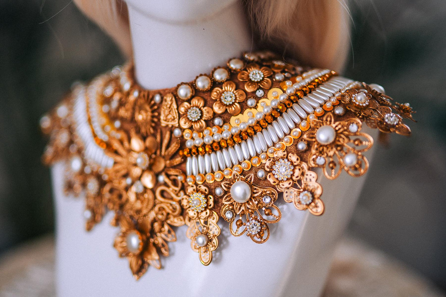 Cleopatra Sun Necklace Golden Egyptian Goddess Statement Jewelry