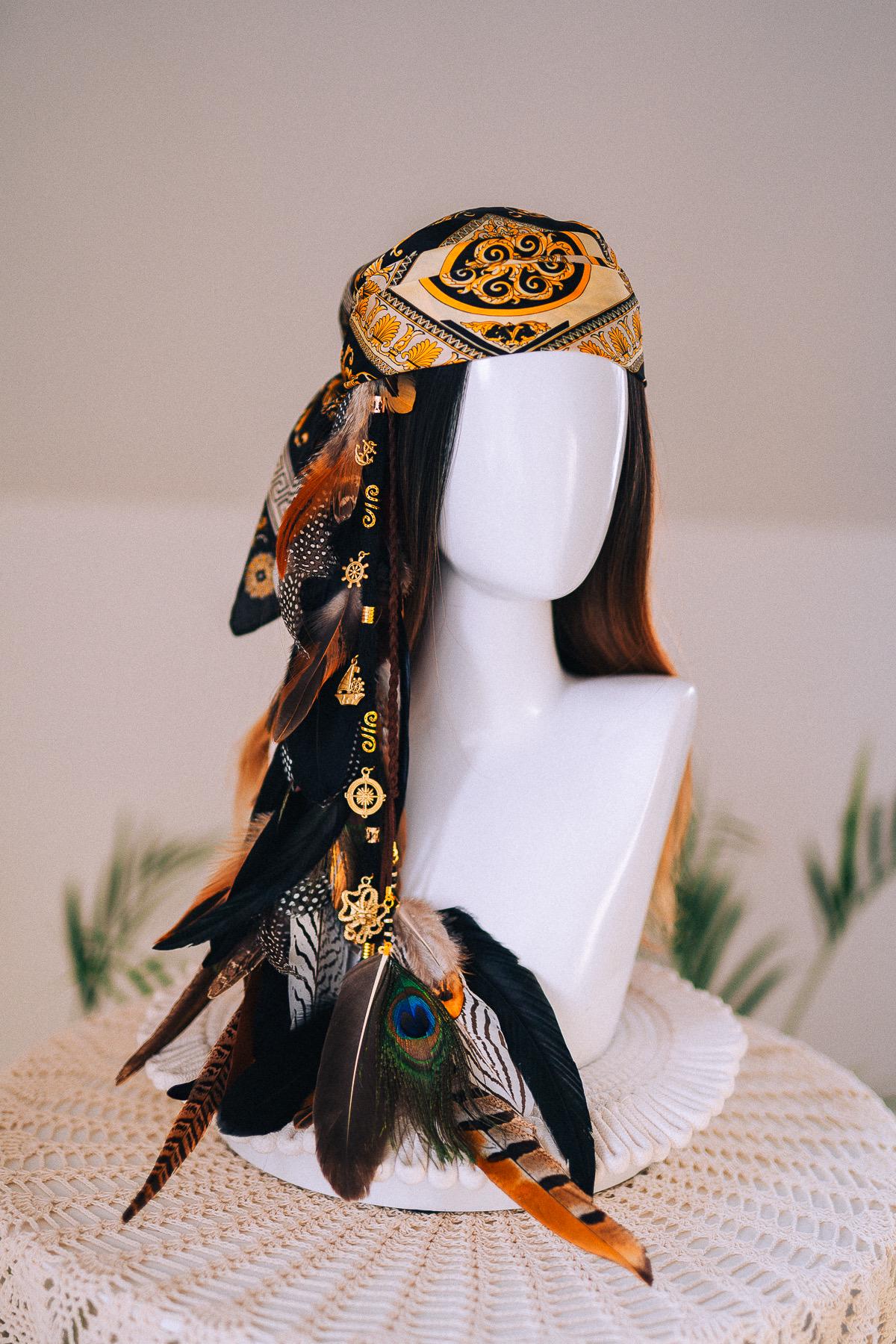 Pirate Feather Hairclip Gothic Skull Costume Hair Accessory