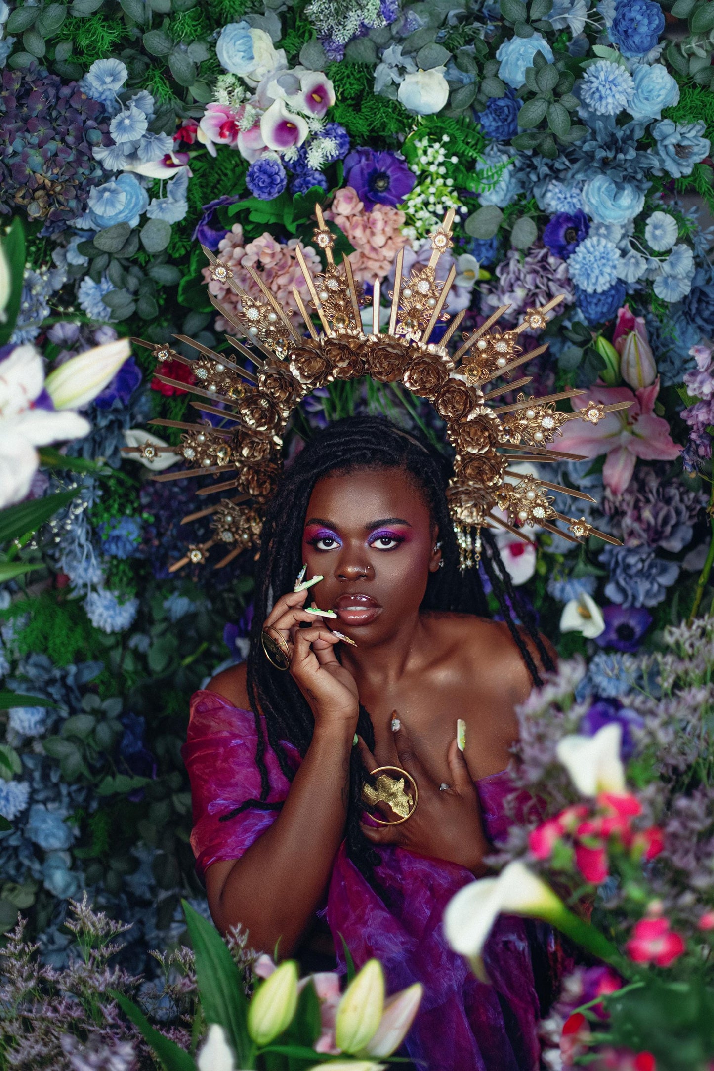 Golden Rose Halo Crown - Solar Goddess Headpiece