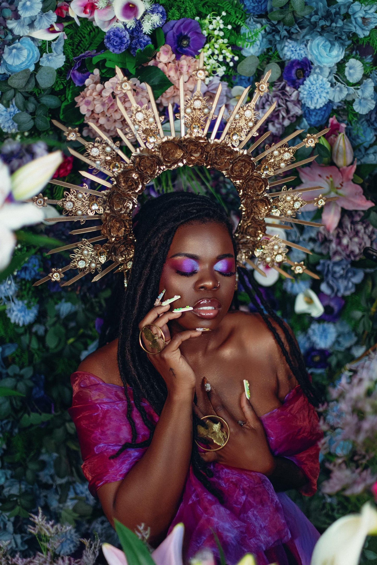 Golden Rose Halo Crown - Solar Goddess Headpiece