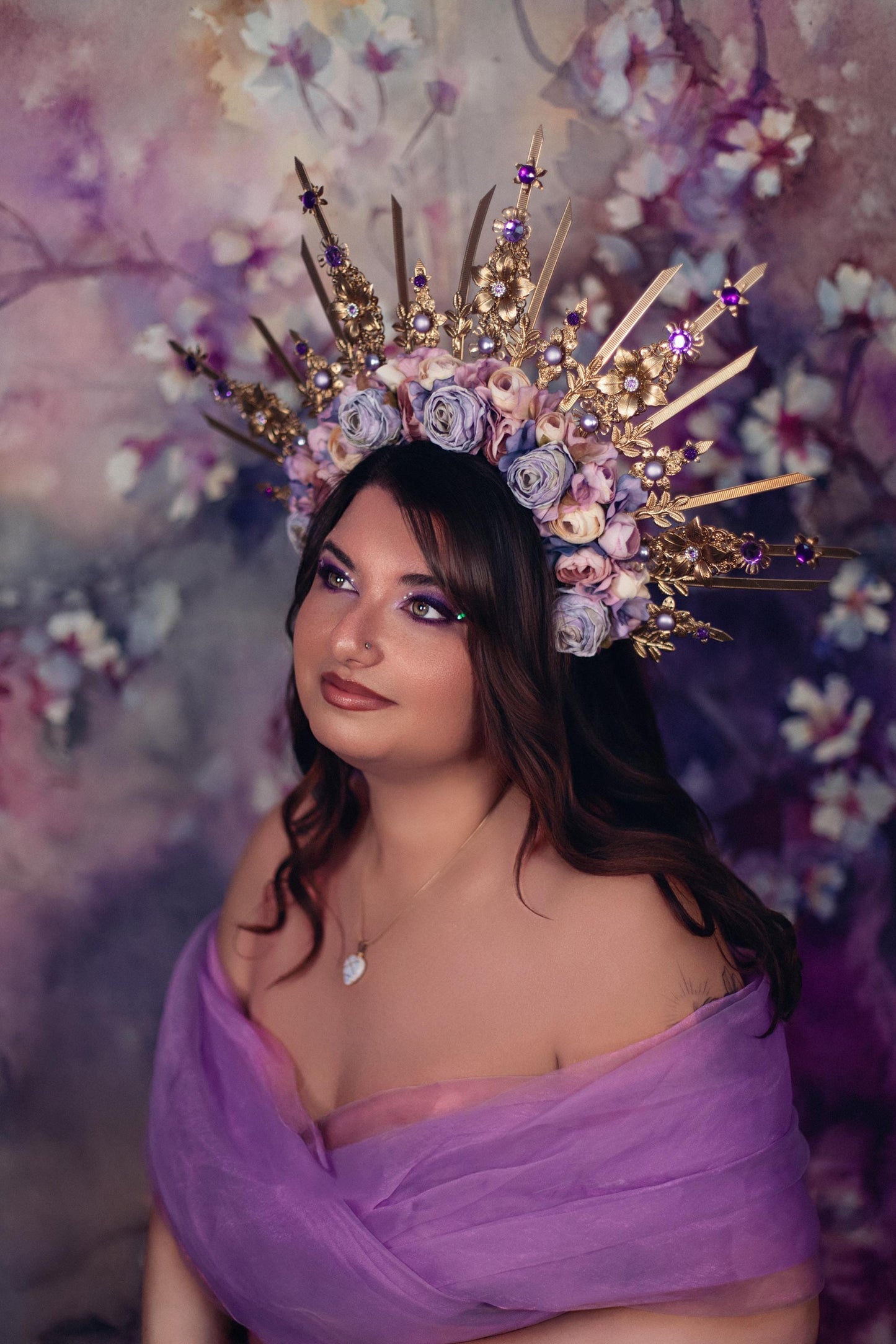 Amethyst Blossom Celestial Halo Crown