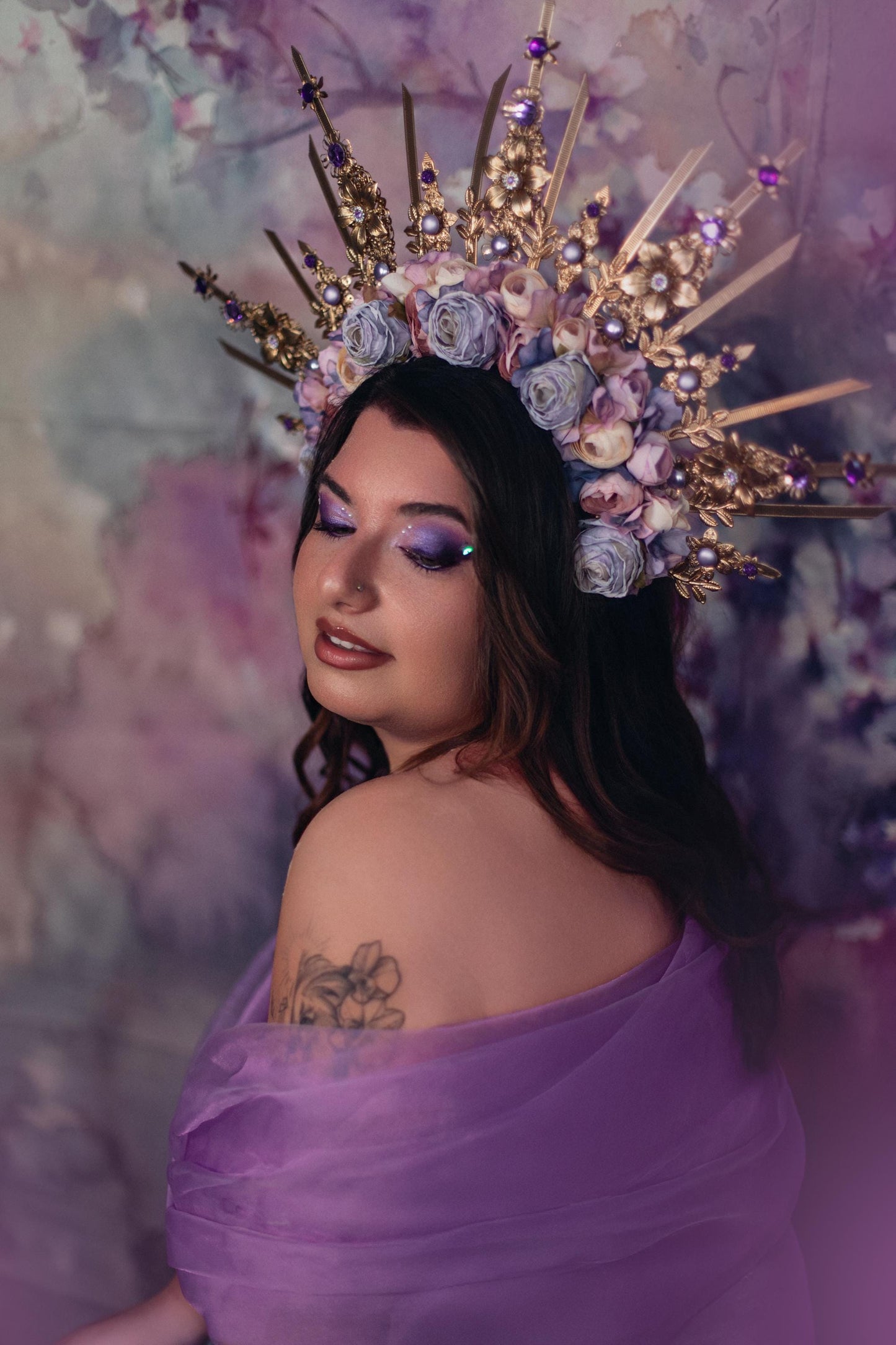 Amethyst Blossom Celestial Halo Crown