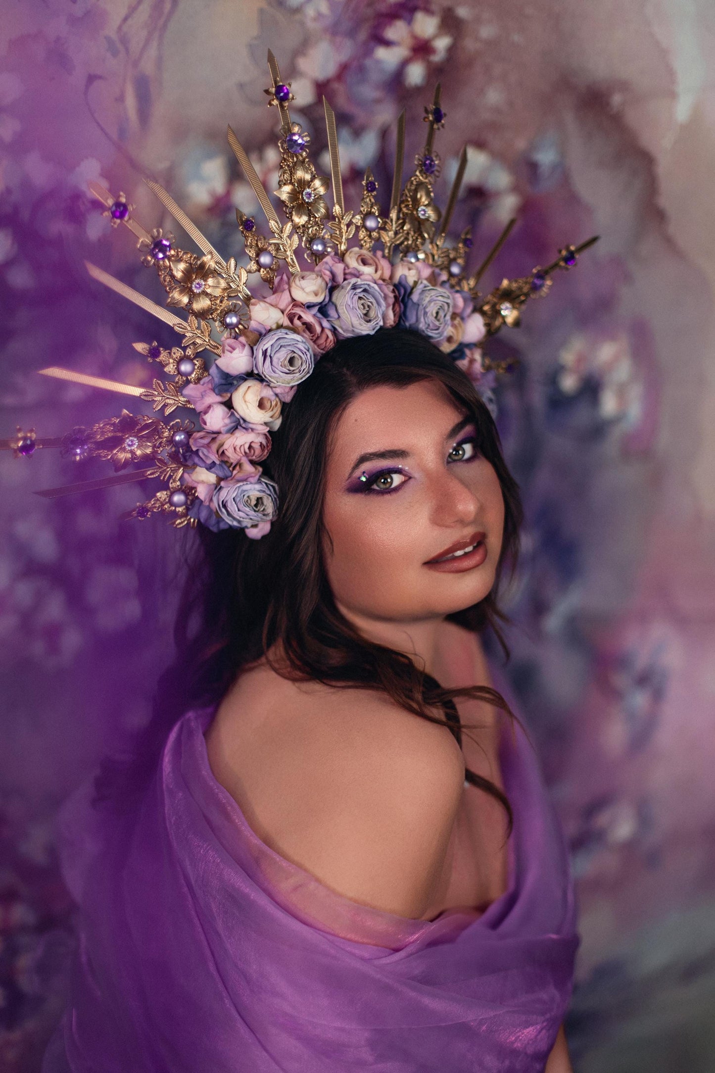 Amethyst Blossom Celestial Halo Crown