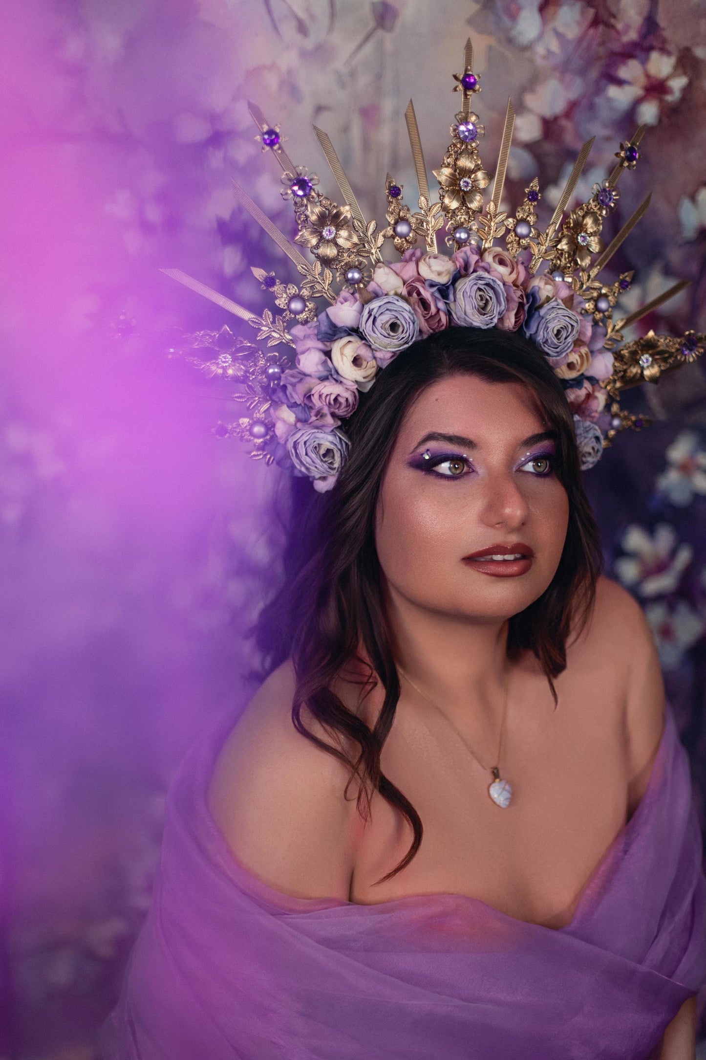 Amethyst Blossom Celestial Halo Crown
