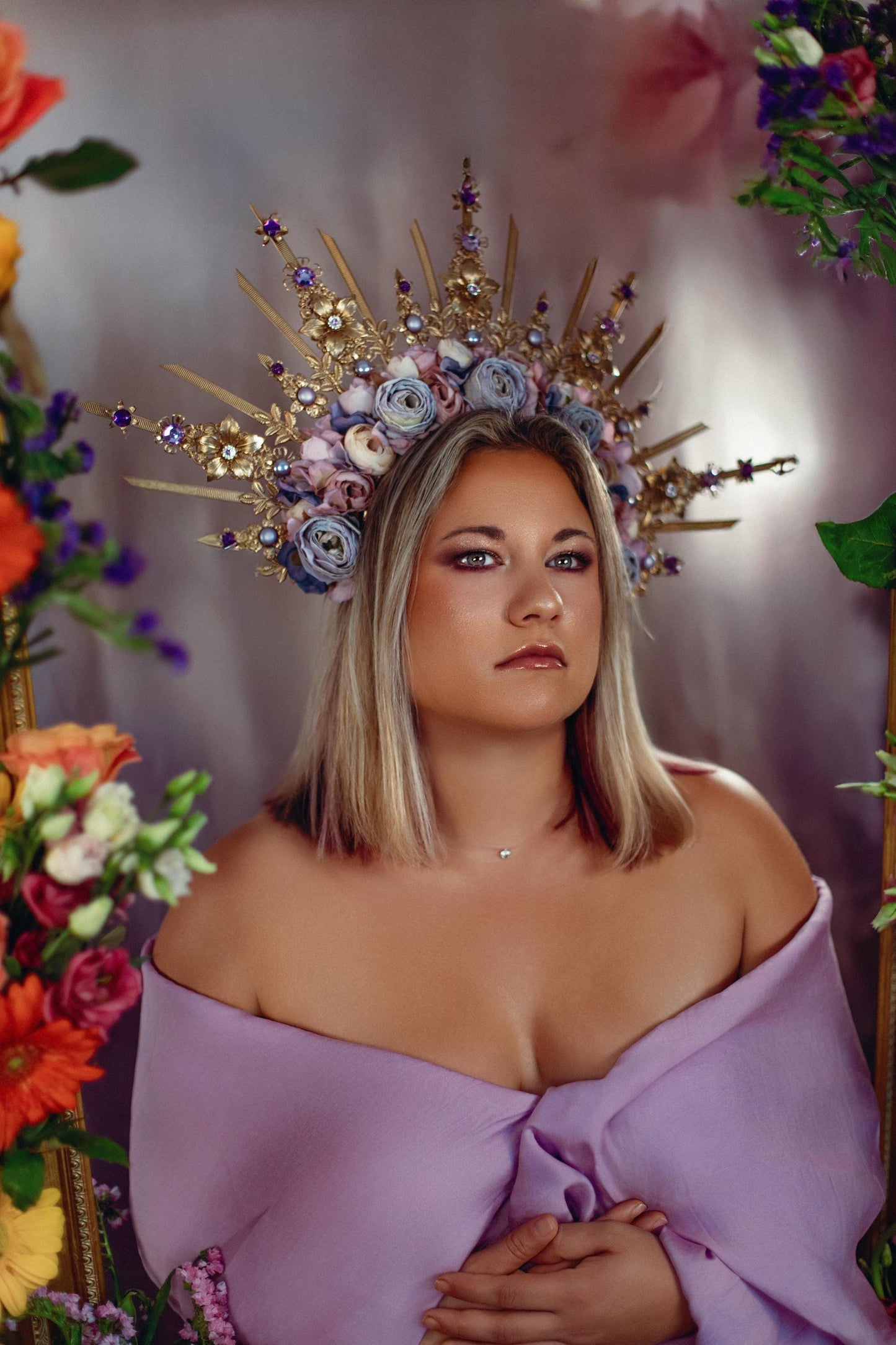 Amethyst Blossom Celestial Halo Crown