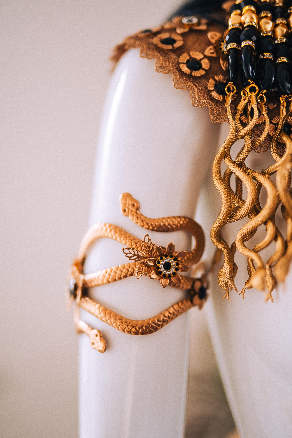 Cleopatra Black Pearl Solar Necklace Egyptian Goddess Collar