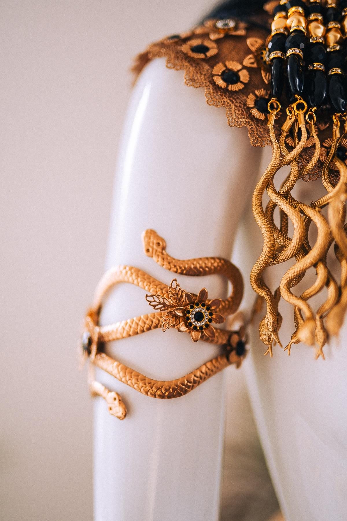 Cleopatra Black Pearl Serpent Arm Cuffs Egyptian Goddess Jewelry