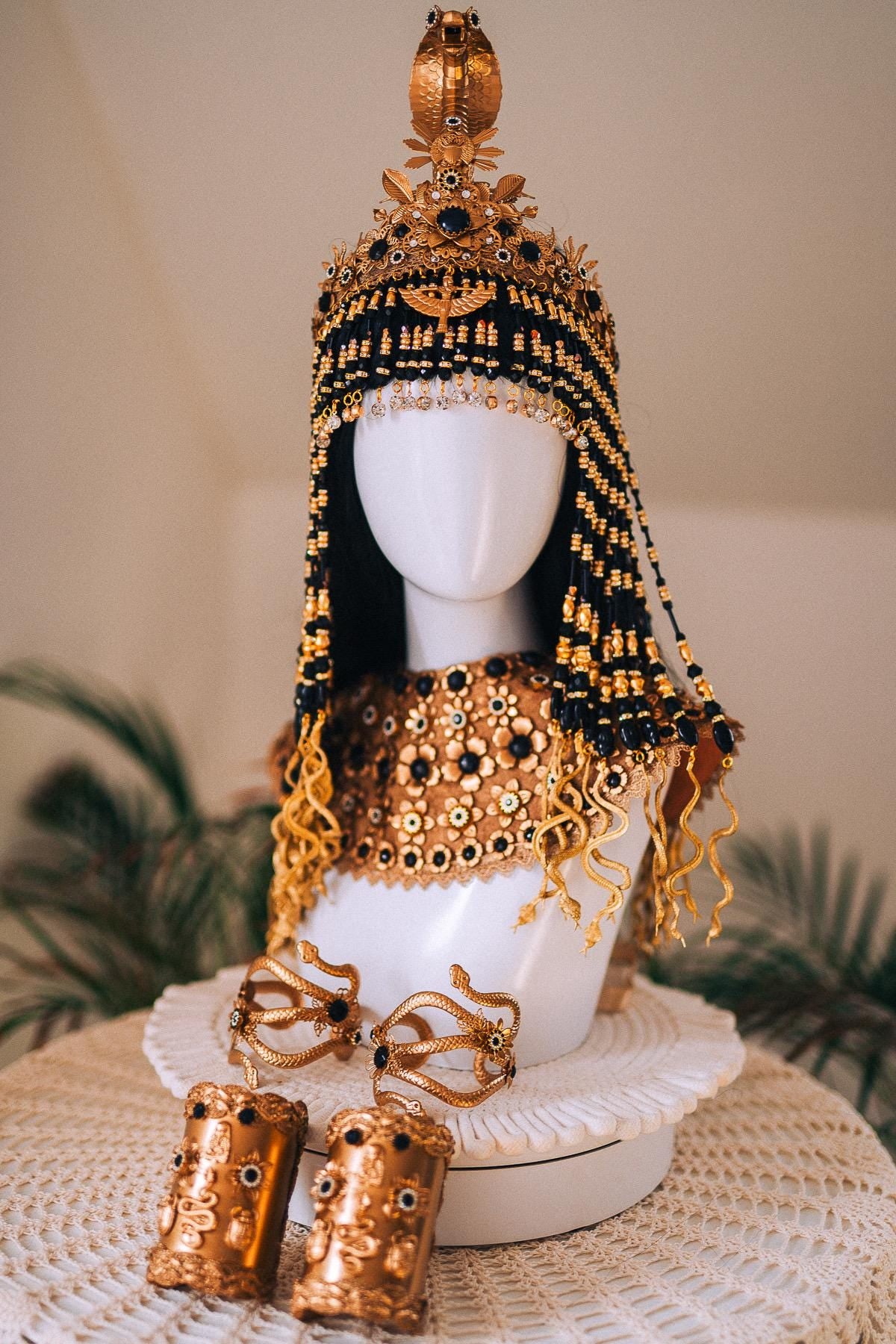 Cleopatra Black Pearl Goddess Belt Egyptian Solar Waistpiece