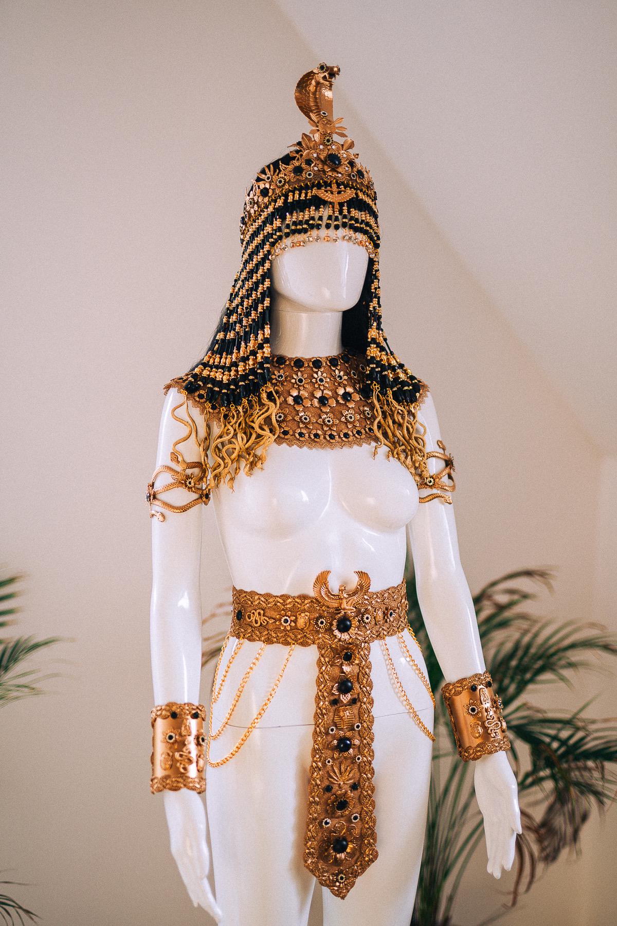 Royal Cleopatra Serpent Crown Gold Egyptian Goddess Headpiece Pearl Snake Tiara Festival Costume Accessory