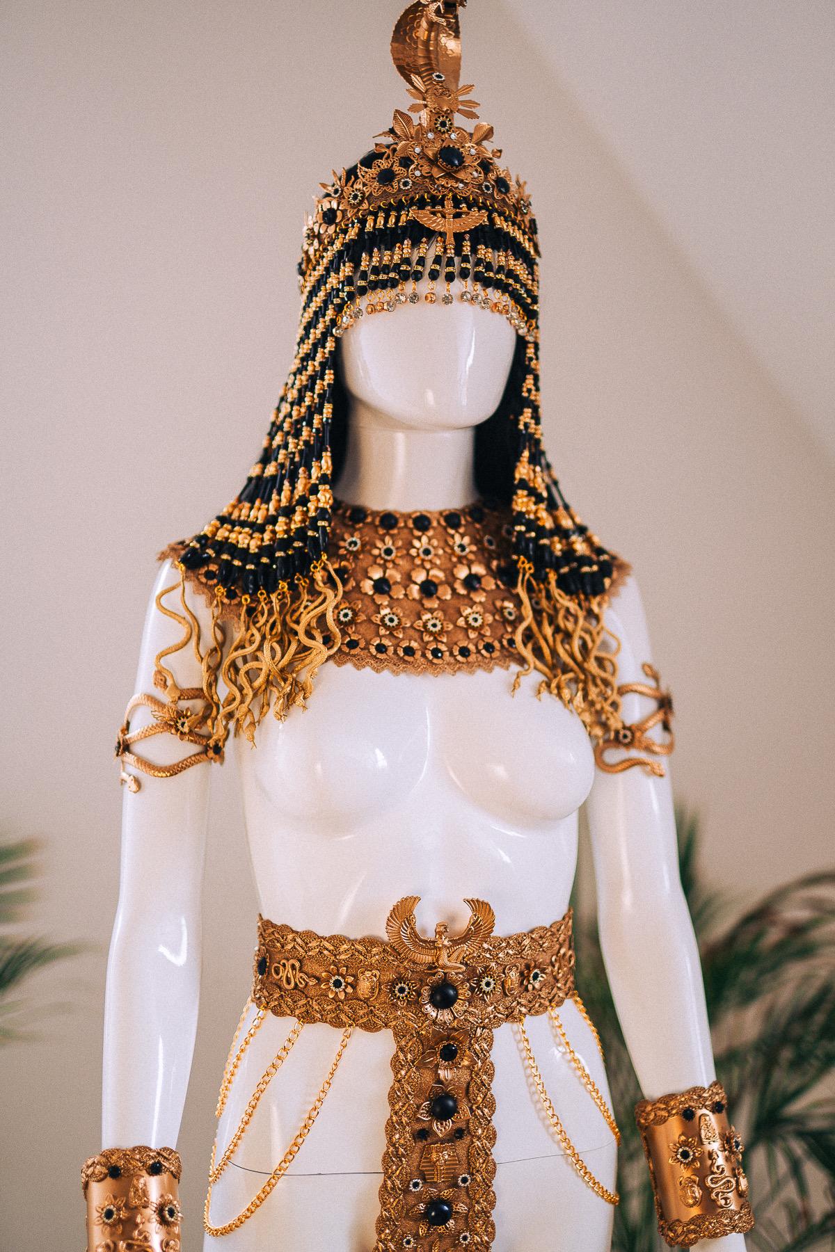 Royal Cleopatra Serpent Crown Gold Egyptian Goddess Headpiece Pearl Snake Tiara Festival Costume Accessory