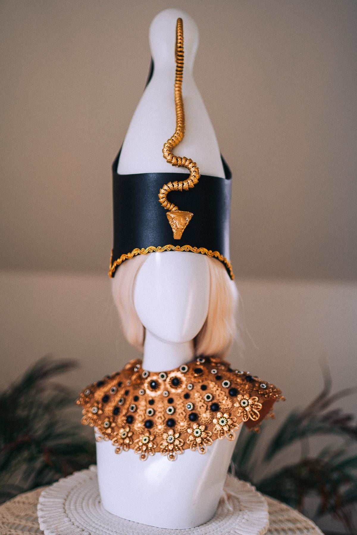 Pschent Double Crown Cleopatra Pharaoh Headpiece Upper Lower Egypt Costume Crown