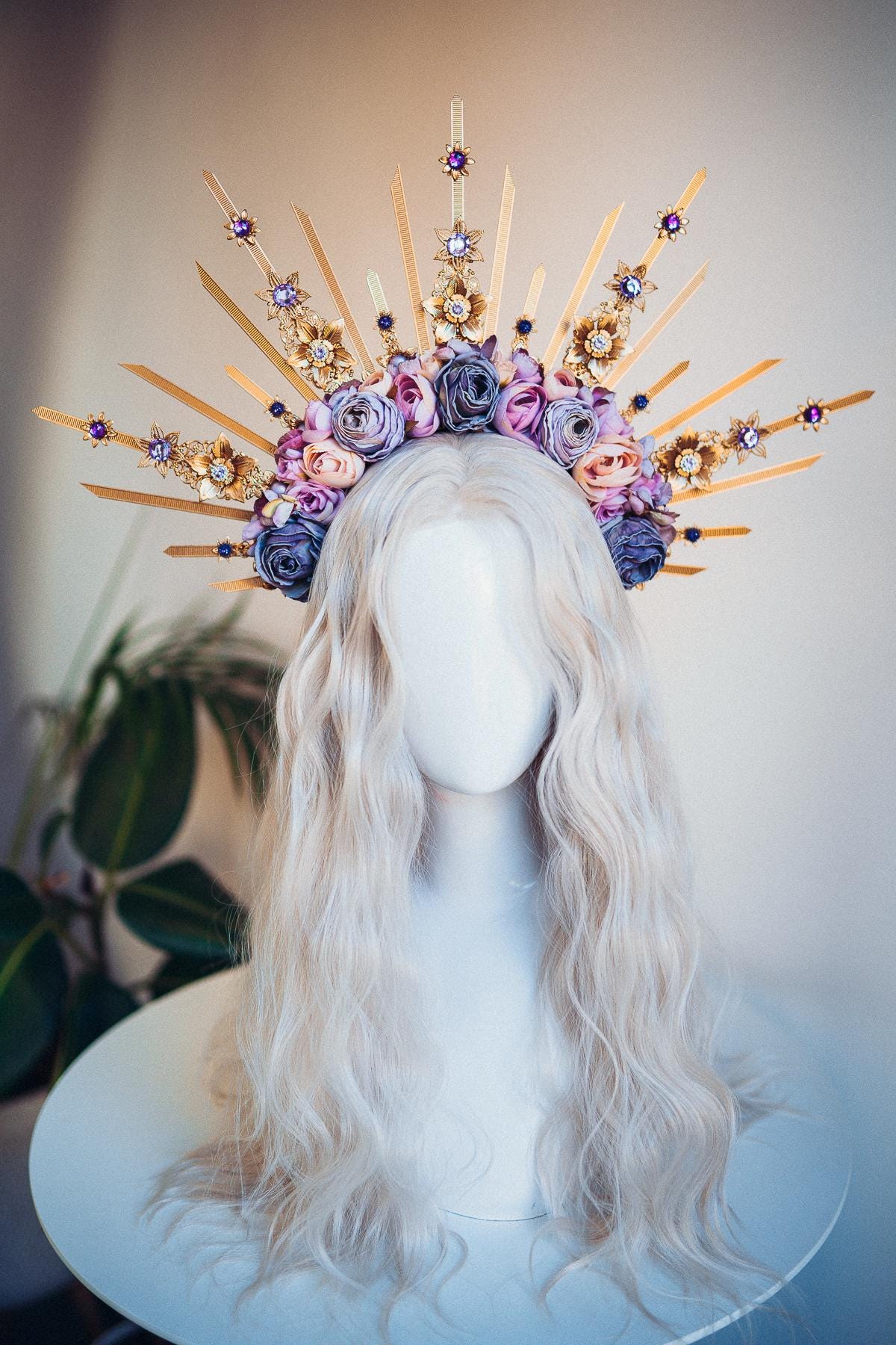 Amethyst Blossom Celestial Halo Crown