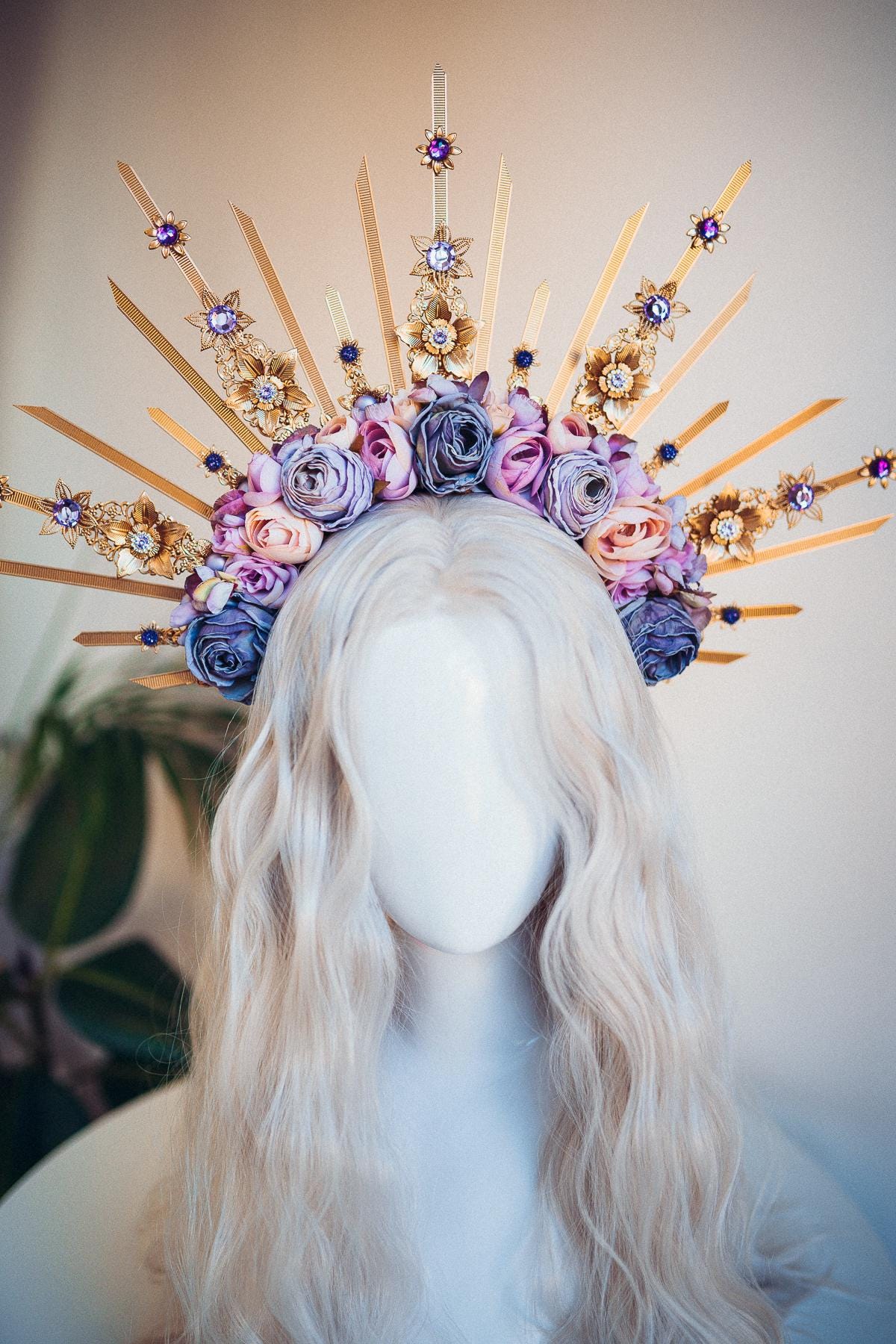 Amethyst Blossom Celestial Halo Crown