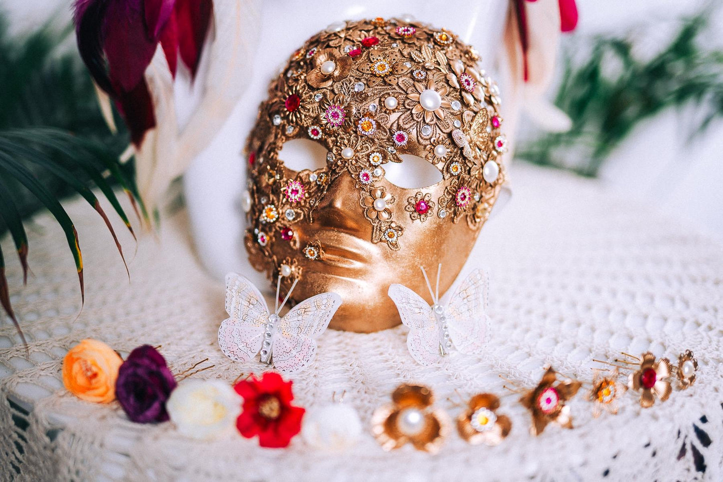 Floral Sunburst Halo Crown Goddess Set Headpiece