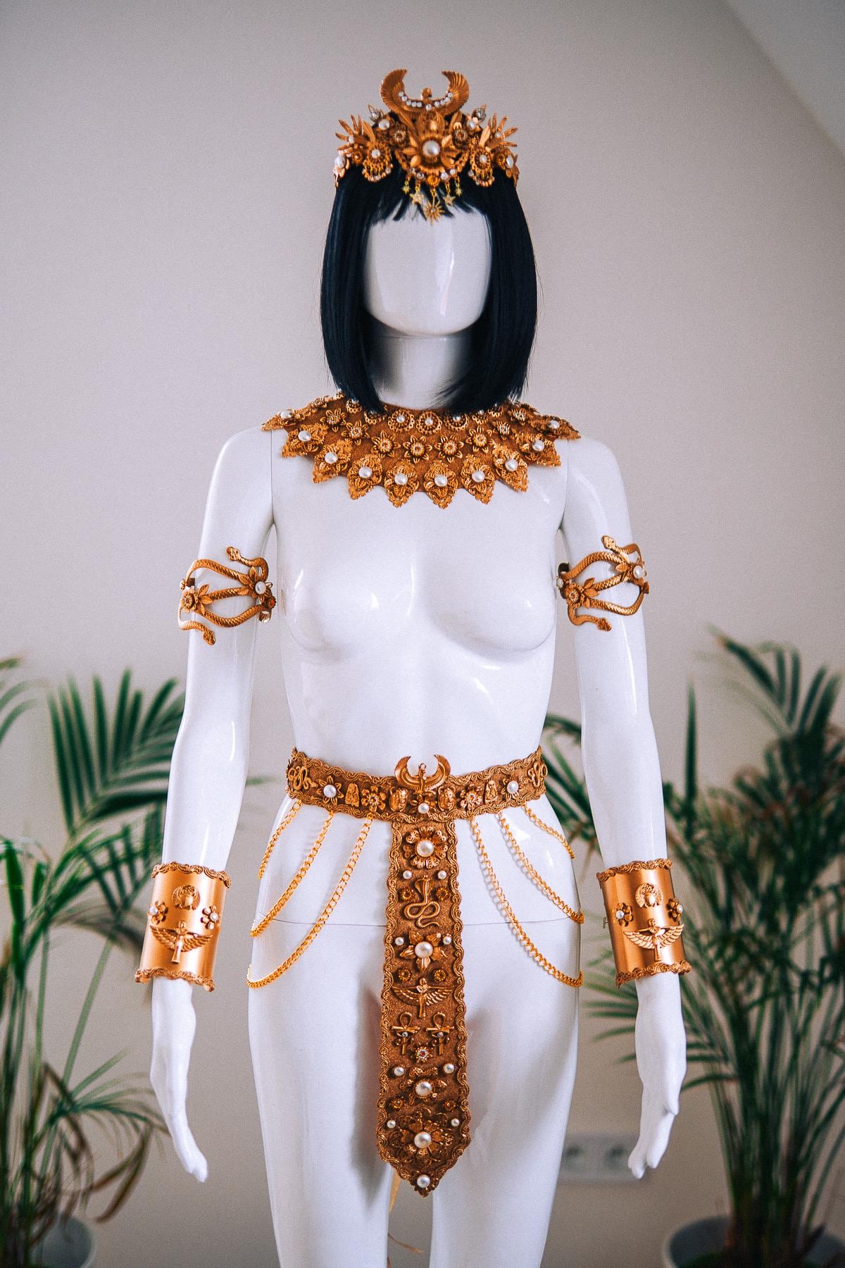 Cleopatra Royal Wrist Cuffs Gold Egyptian Goddess Jewelry