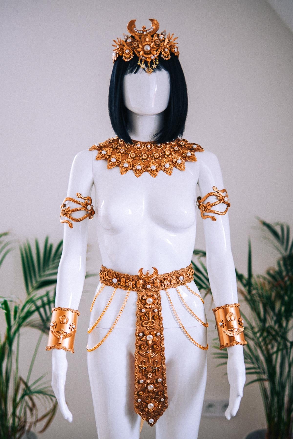 Cleopatra Royal Wrist Cuffs Gold Egyptian Goddess Jewelry