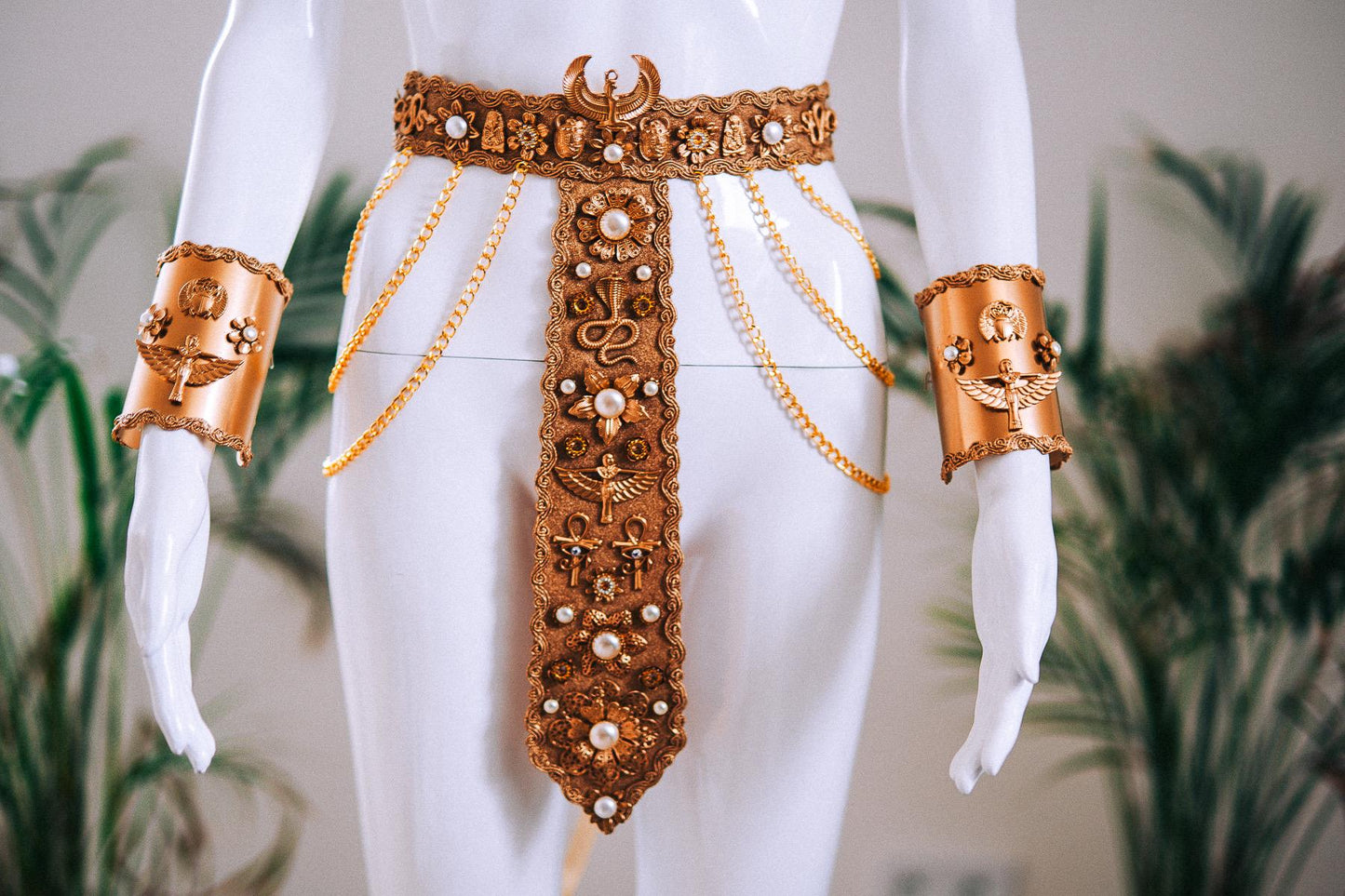 Cleopatra Royal Wrist Cuffs Gold Egyptian Goddess Jewelry