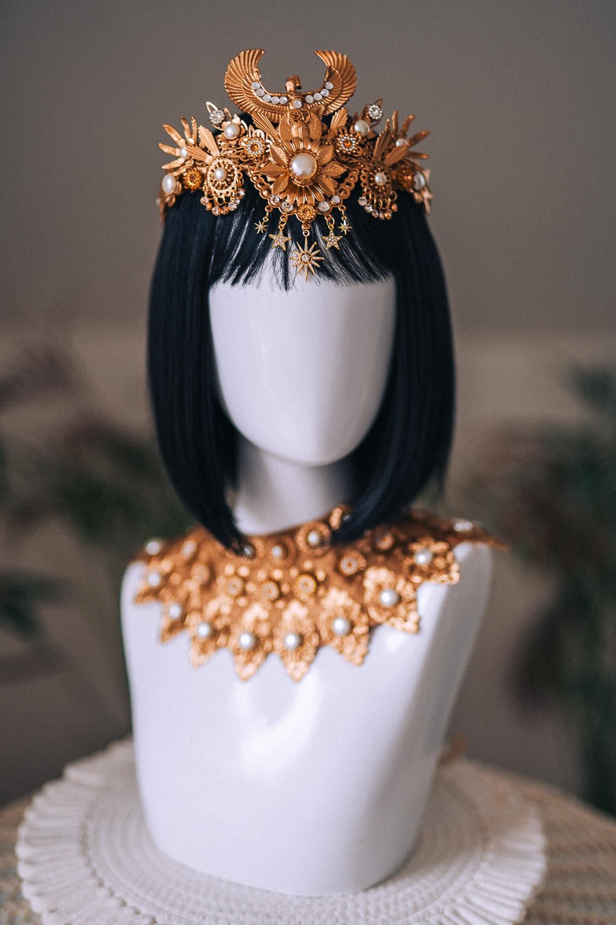 Cleopatra Solar Necklace Gold Egyptian Goddess Jewelry