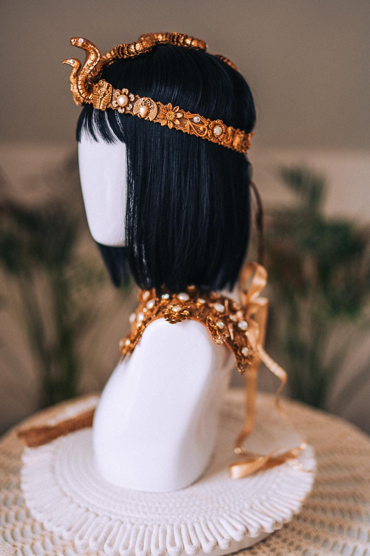 Cleopatra Serpent Crown Gold Egyptian Goddess Headpiece