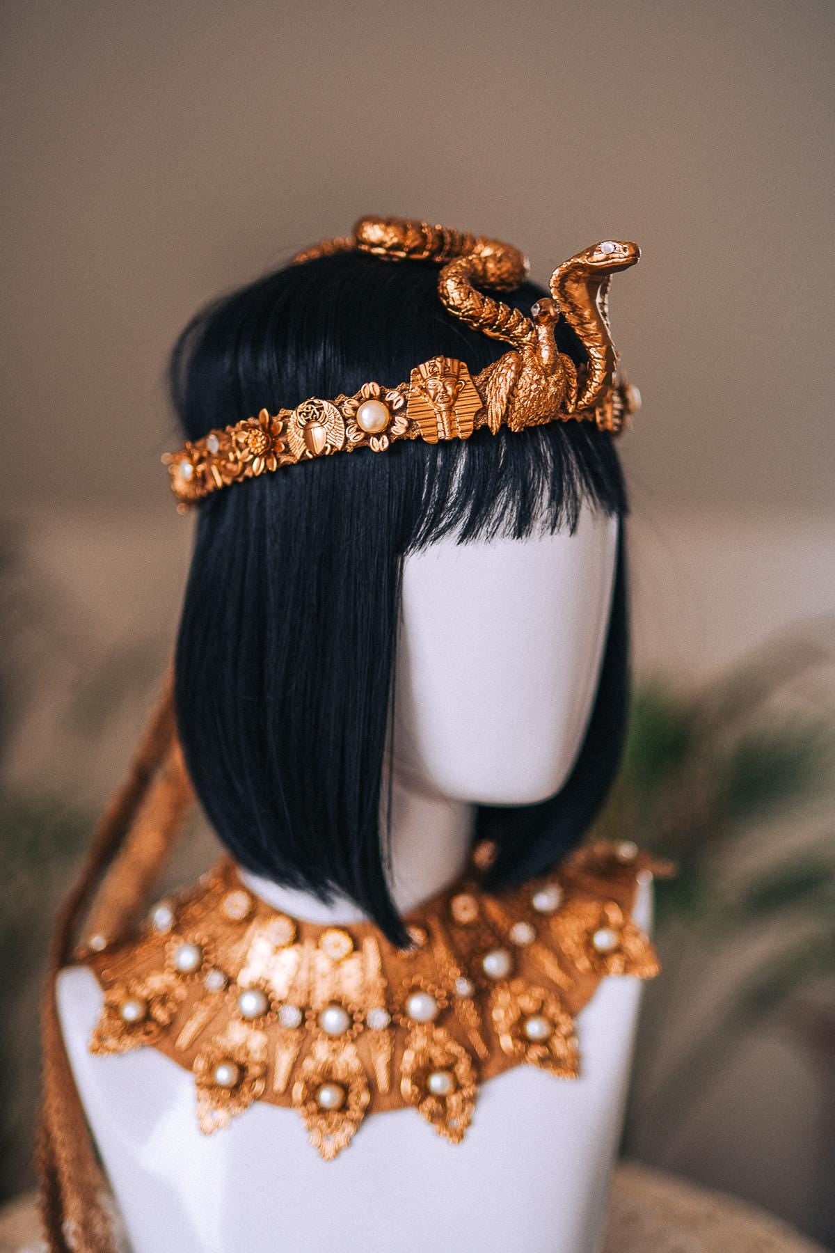 Cleopatra Serpent Crown Gold Egyptian Goddess Headpiece