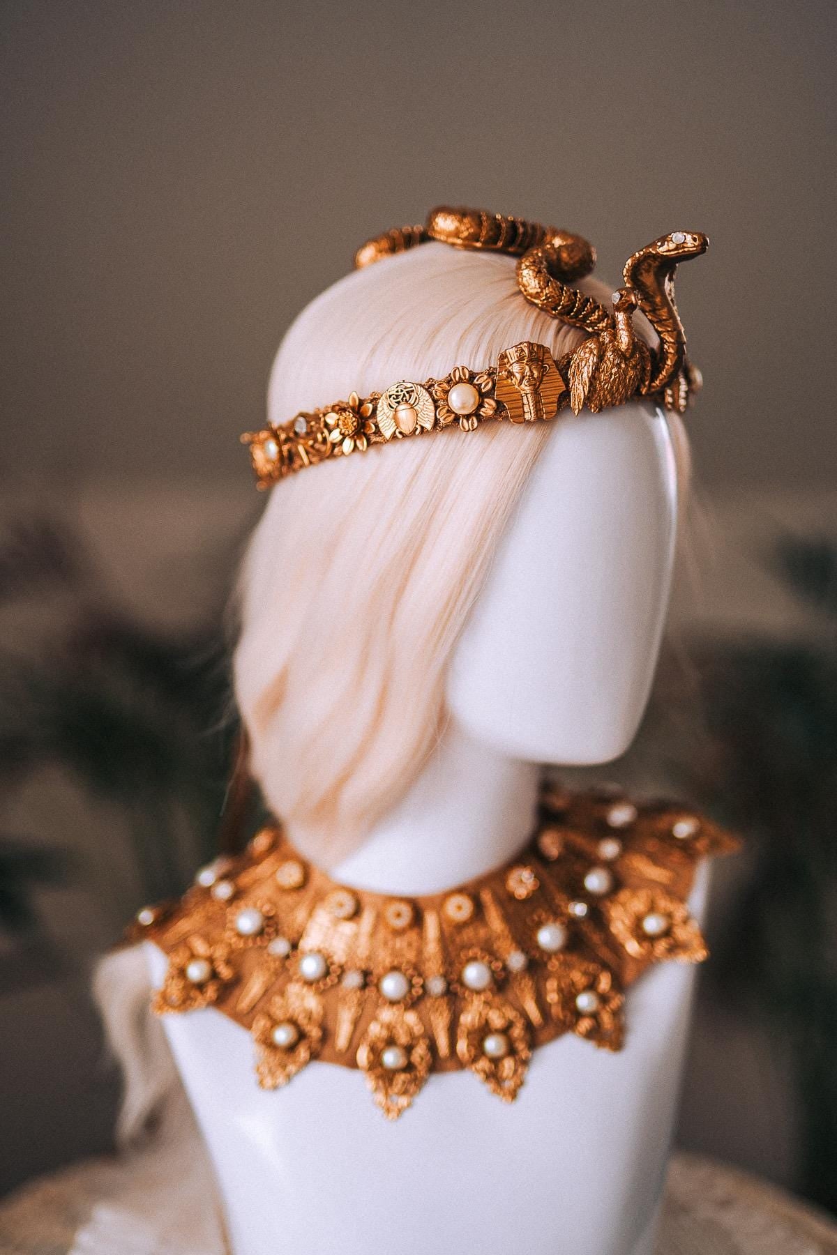 Cleopatra Solar Collar Gold Egyptian Goddess Necklace