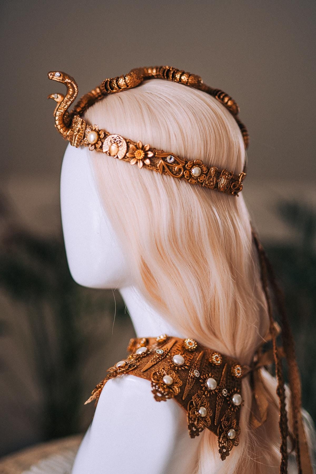 Cleopatra Serpent Upper Arm Cuffs Gold Egyptian Goddess Jewelry