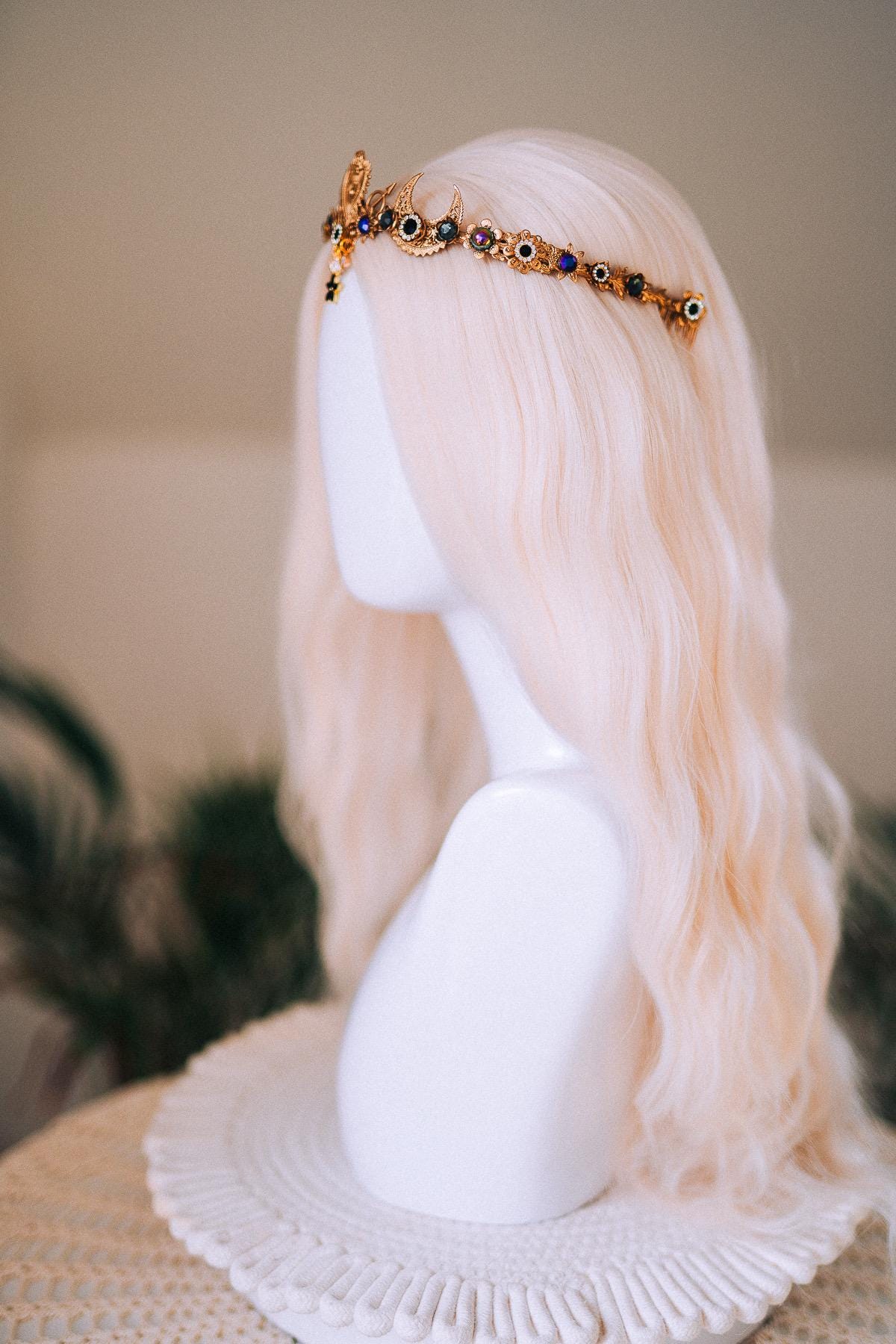 Sagittarius Zodiac Halo Crown Gold Celestial Astrology Goddess Headpiece