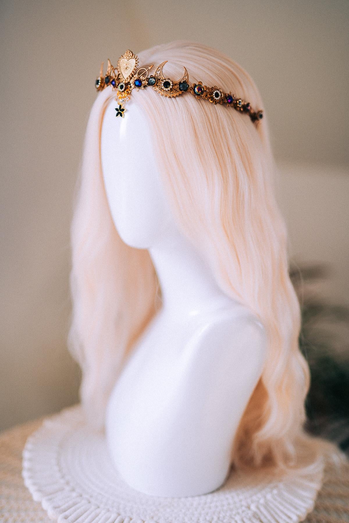 Sagittarius Zodiac Halo Crown Gold Celestial Astrology Goddess Headpiece