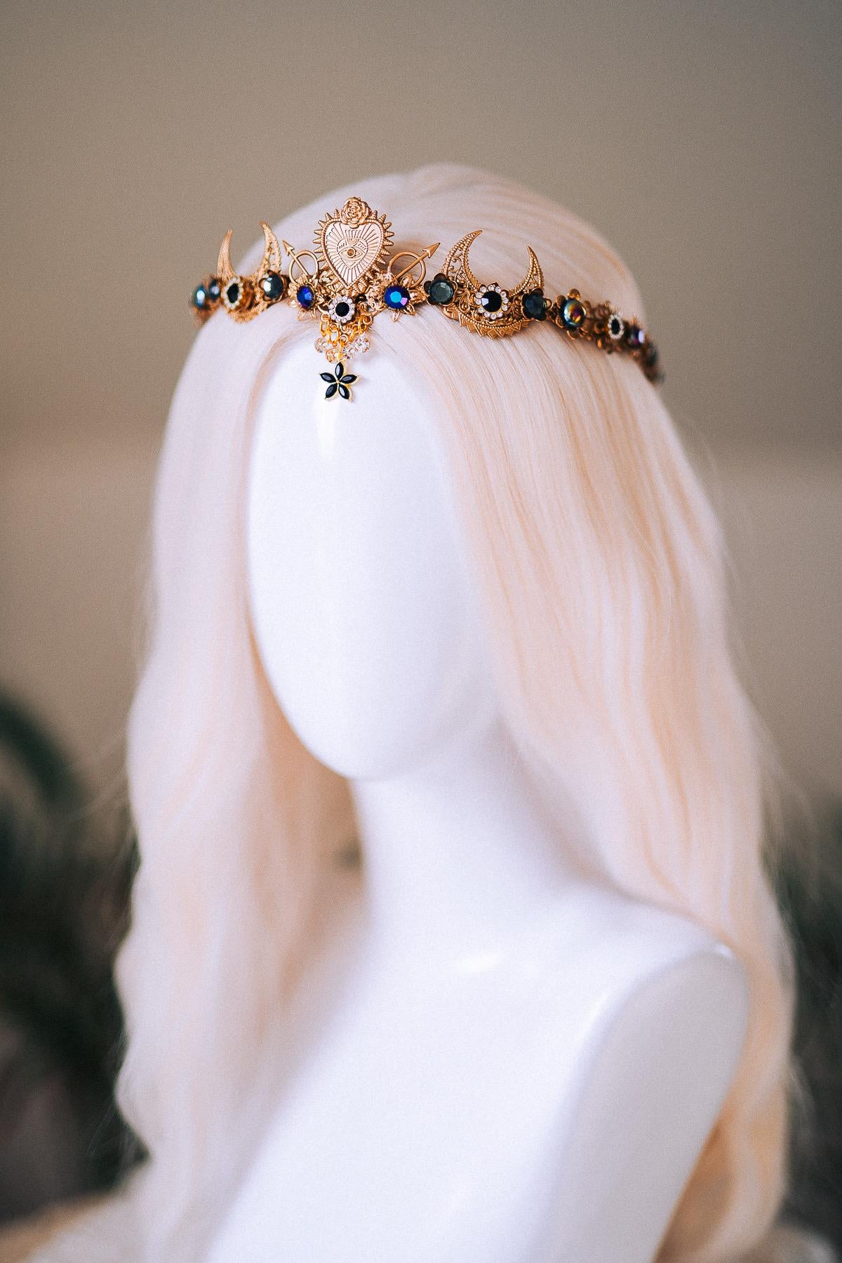 Sagittarius Zodiac Halo Crown Gold Celestial Astrology Goddess Headpiece