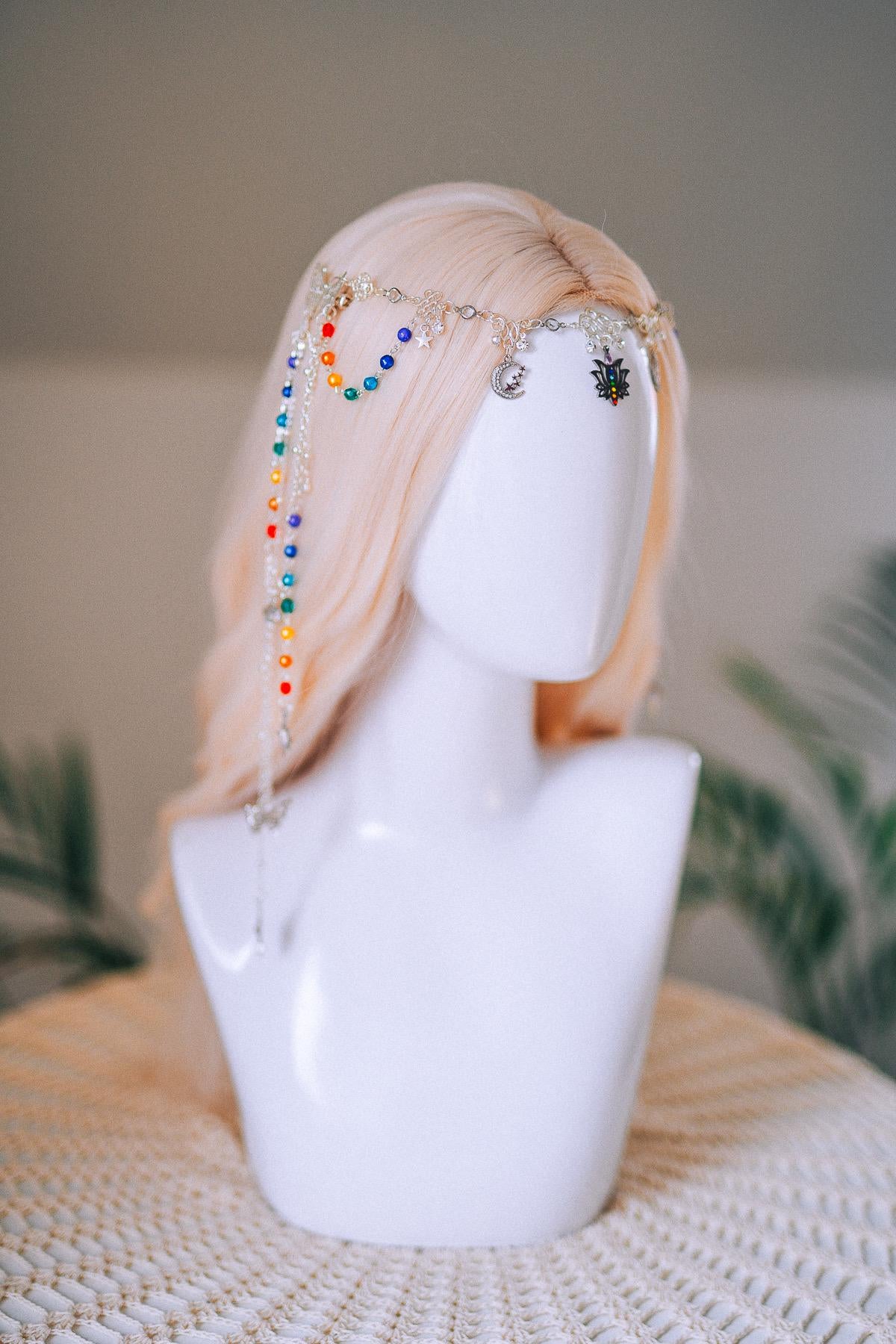 Chakra Rainbow Butterfly Hair Chain Headpiece
