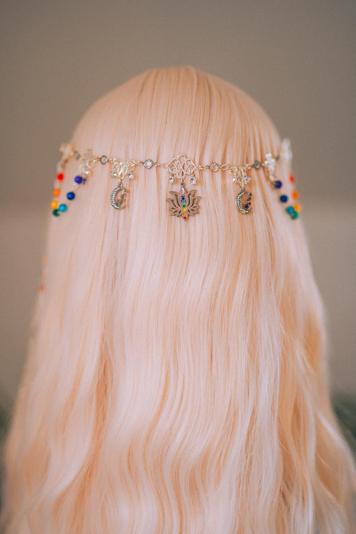 Chakra Rainbow Butterfly Hair Chain Headpiece