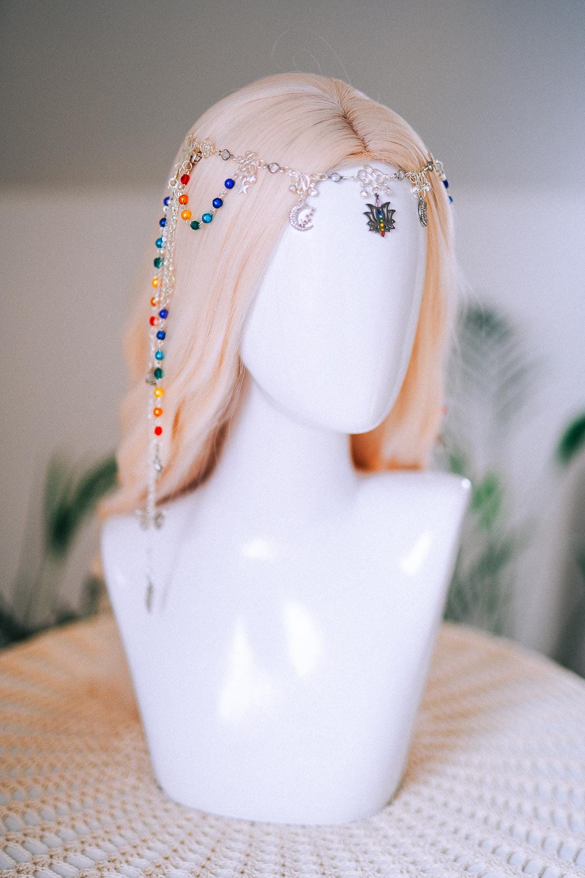 Chakra Rainbow Butterfly Hair Chain Headpiece