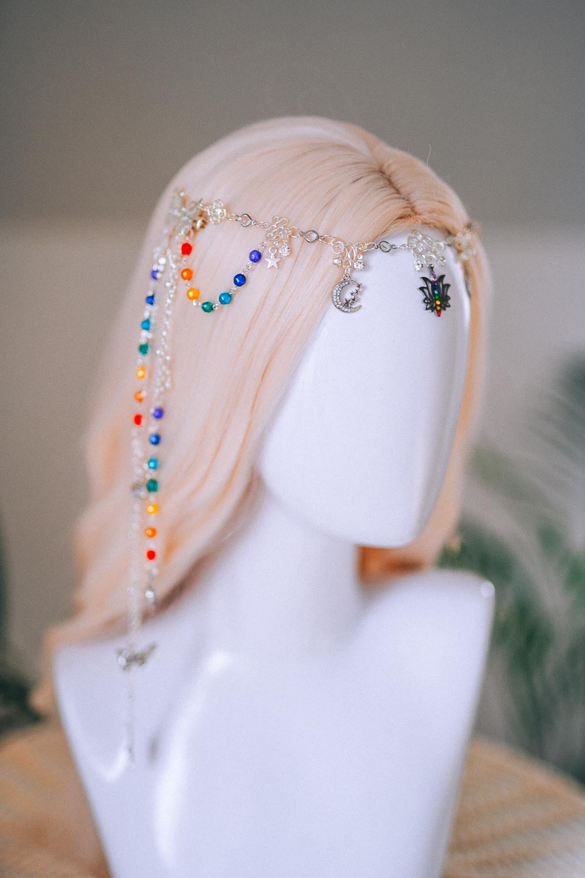 Chakra Rainbow Butterfly Hair Chain Headpiece
