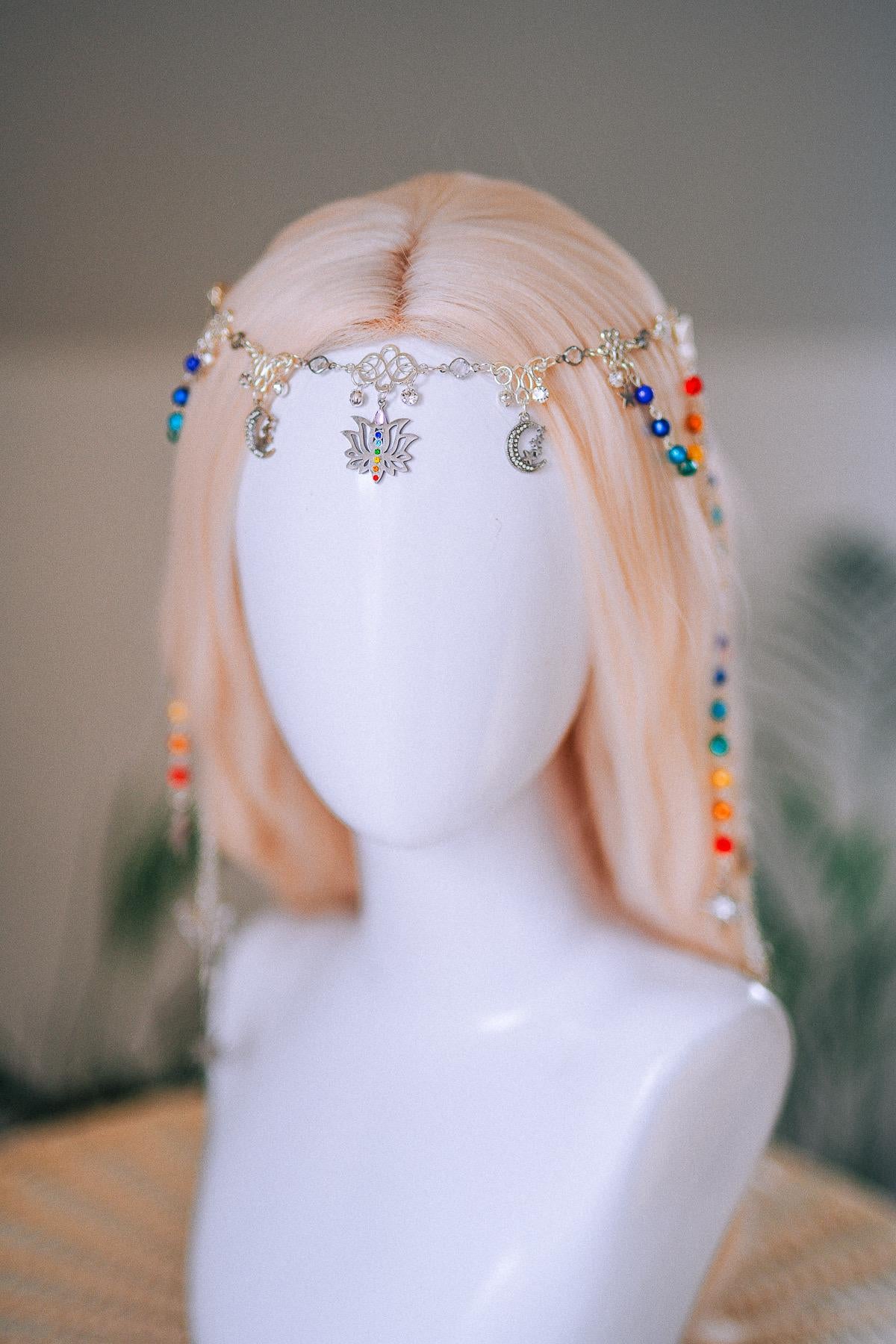 Chakra Rainbow Butterfly Hair Chain Headpiece