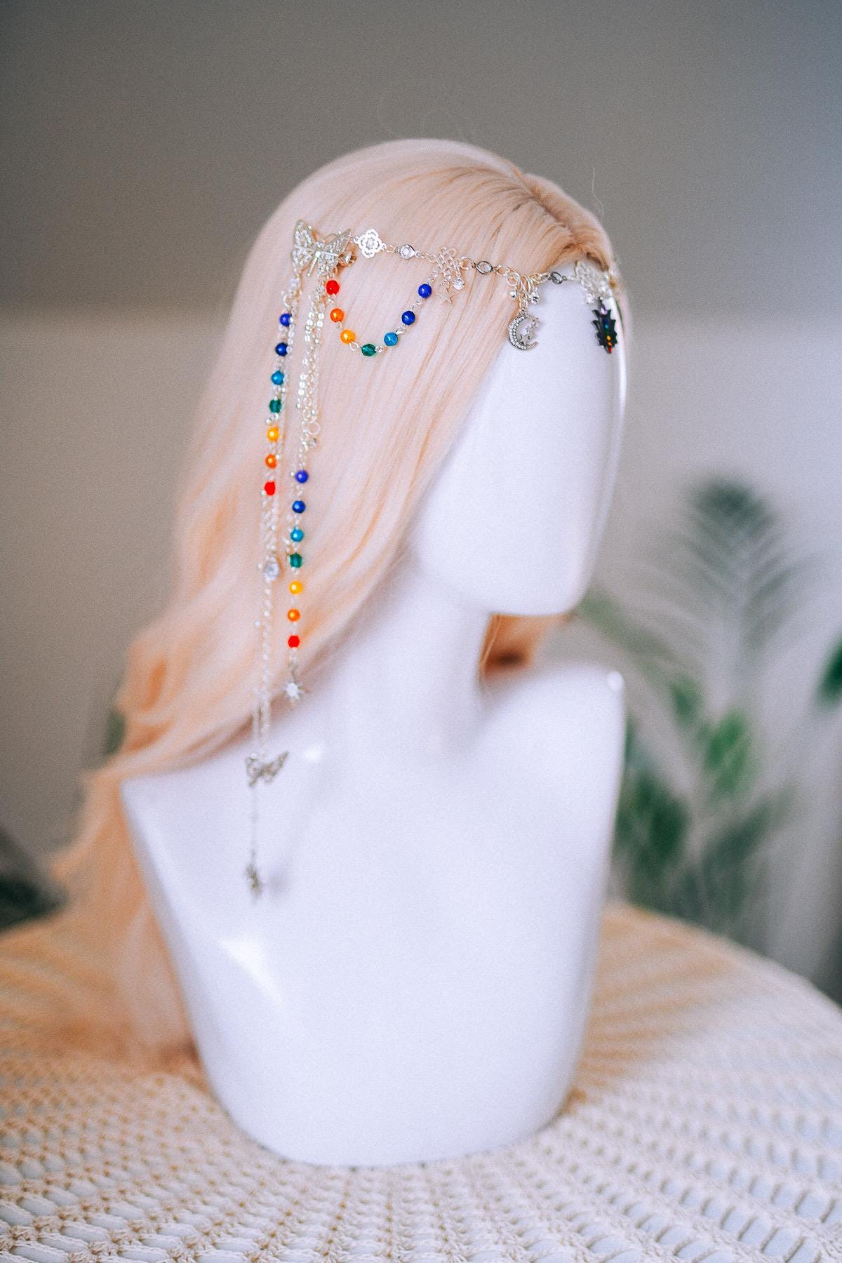 Chakra Rainbow Butterfly Hair Chain Headpiece