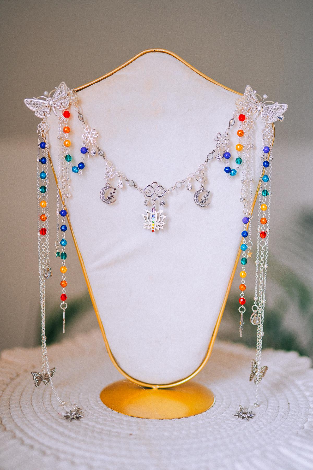 Chakra Rainbow Butterfly Hair Chain Headpiece