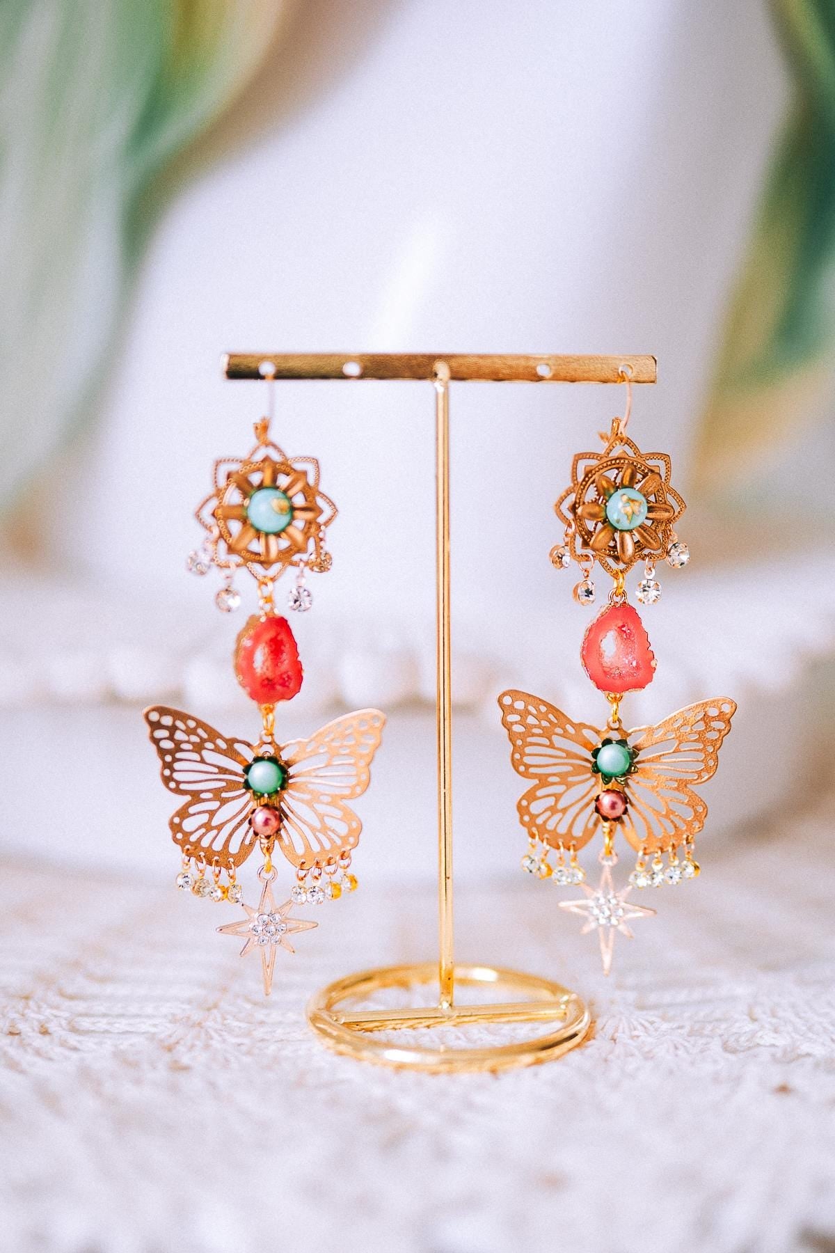 Butterfly Floral Halo Crown Gold Flower Goddess Headpiece Festival Wedding Statement Crown