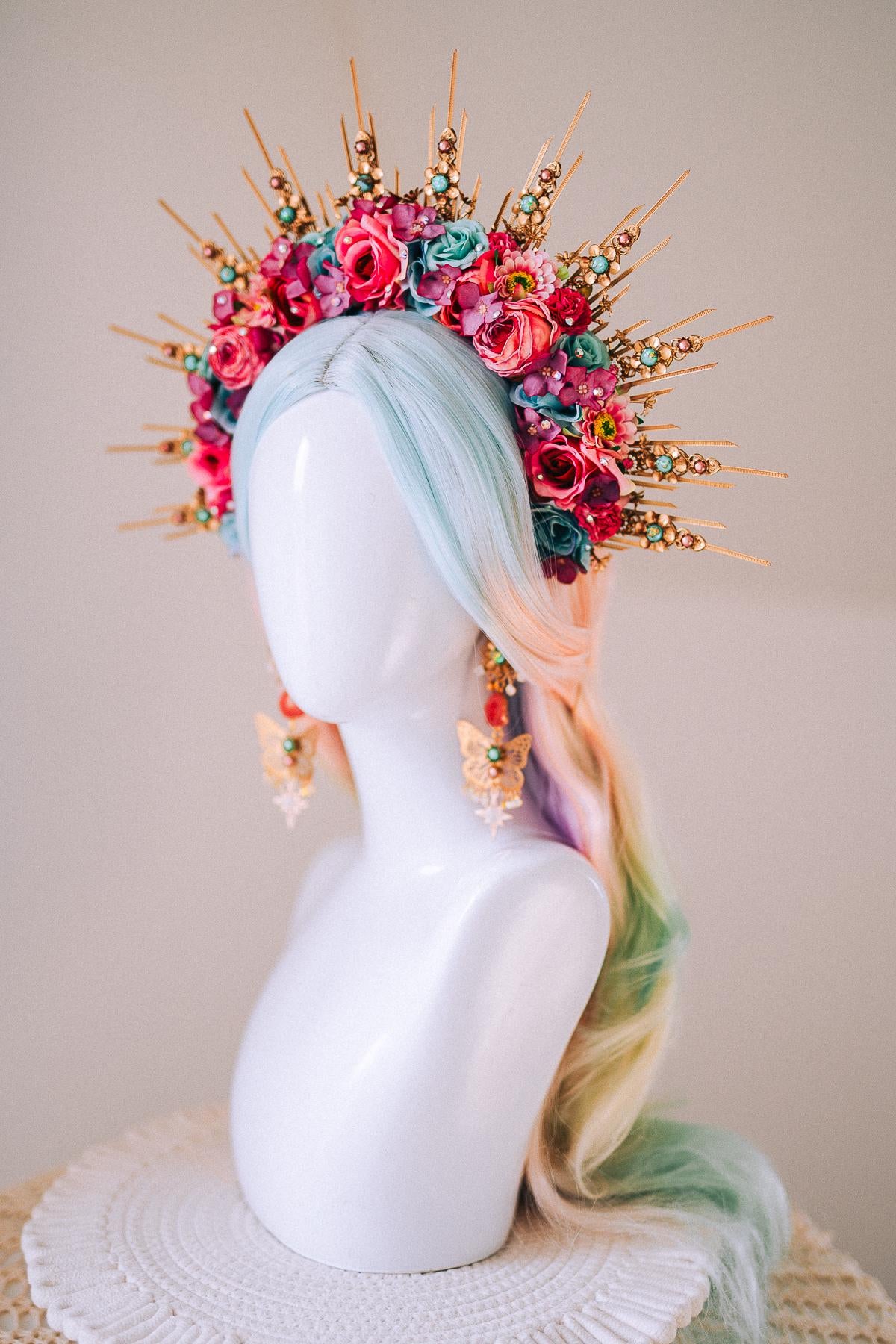 Butterfly Statement Earrings Gold Crystal Masquerade Festival Jewelry