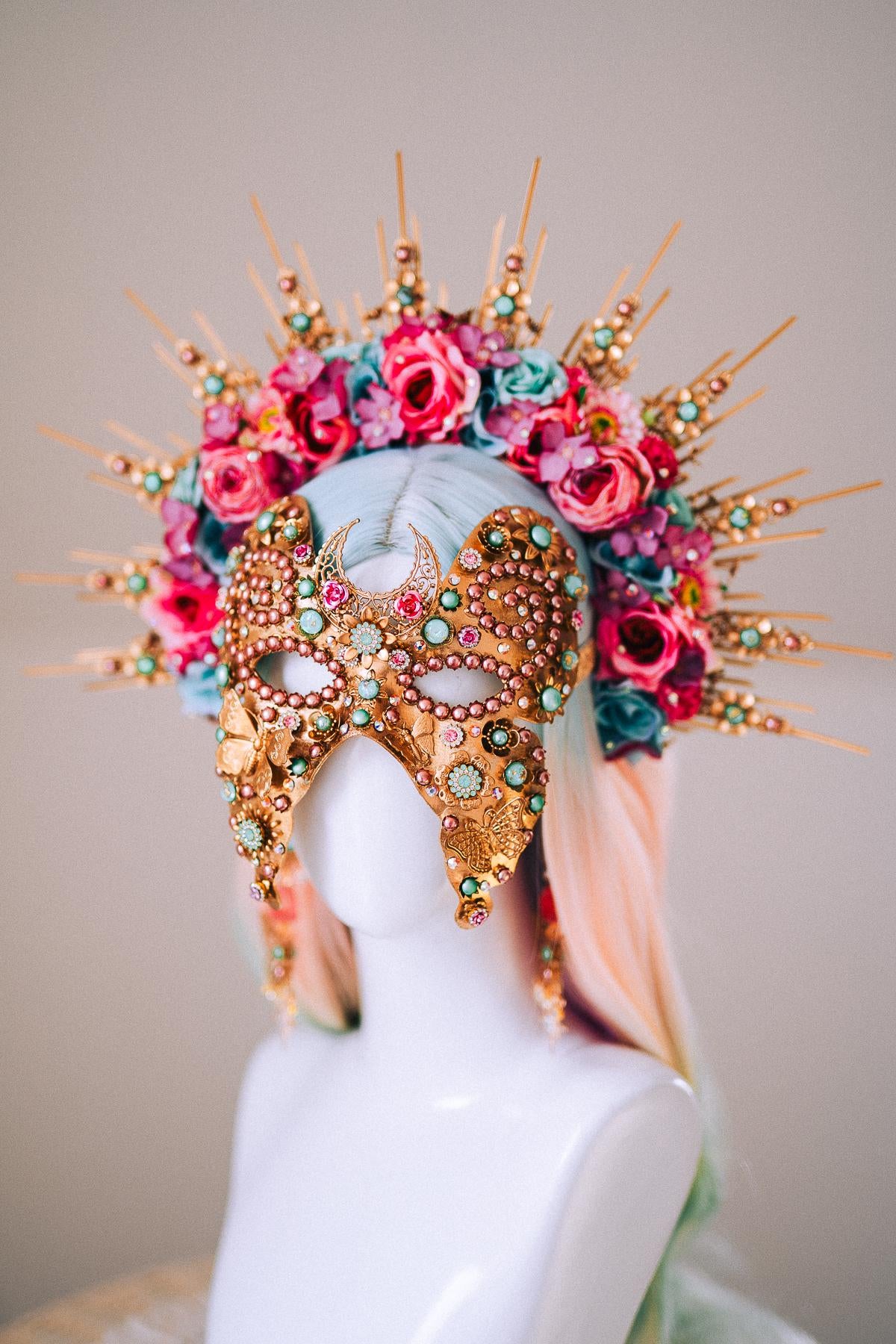 Butterfly Statement Earrings Gold Crystal Masquerade Festival Jewelry