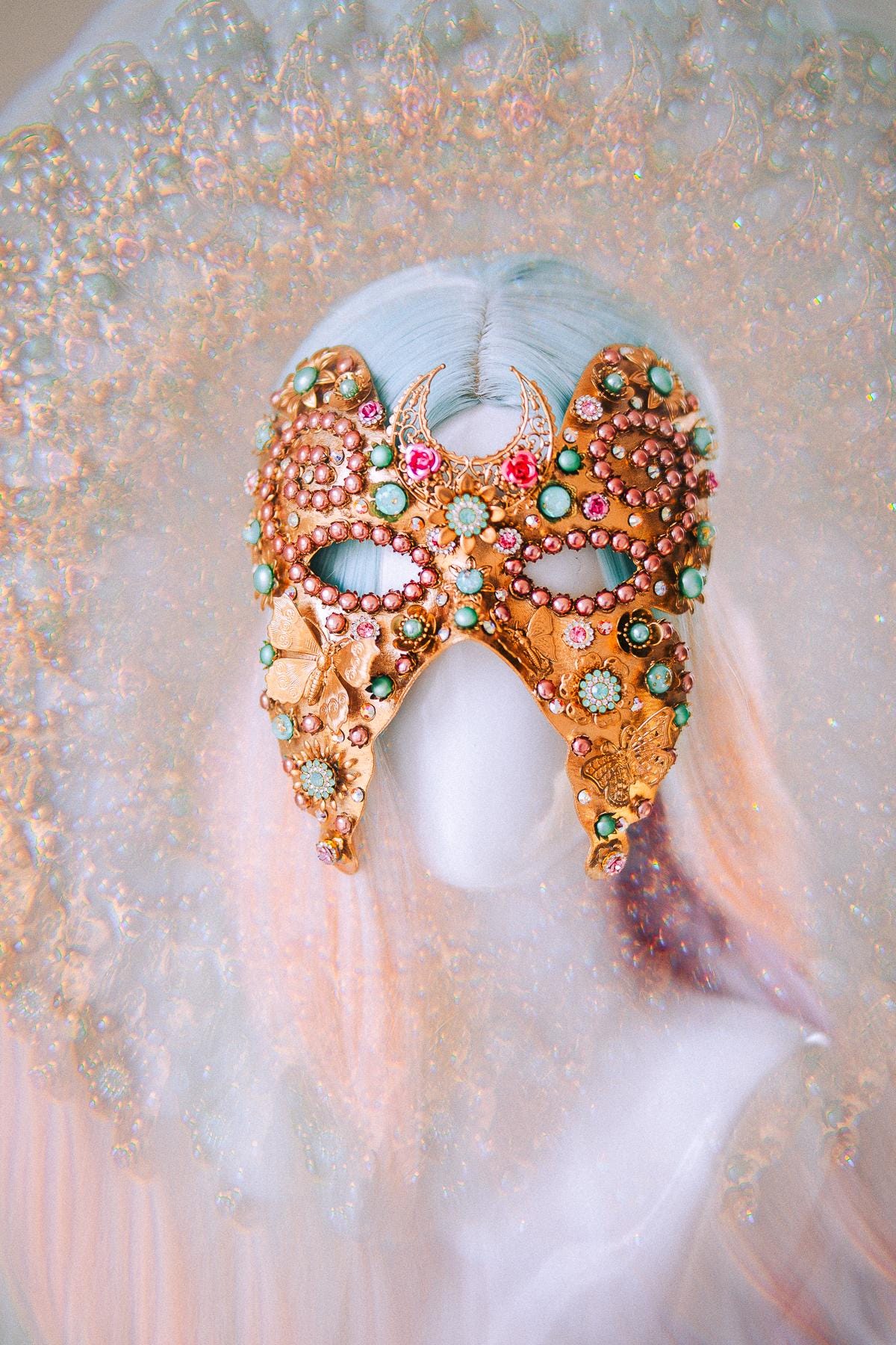 Butterfly Opera Mask Butterfly Masquerade Mask Gold Crystal Floral Festival Costume Mask ...